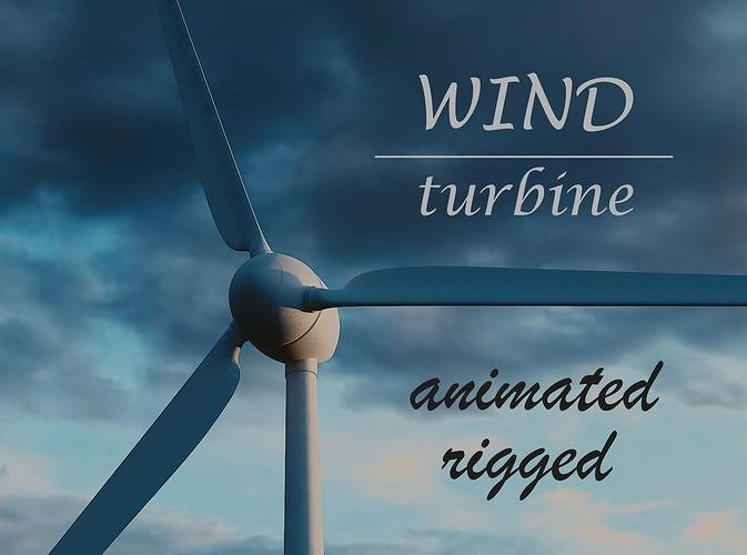 Wind Turbine Animated Riged Model Low-poly 3D model
