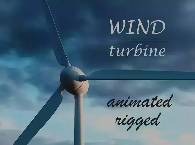 Wind Turbine Animated Riged Model Low-poly 3D model