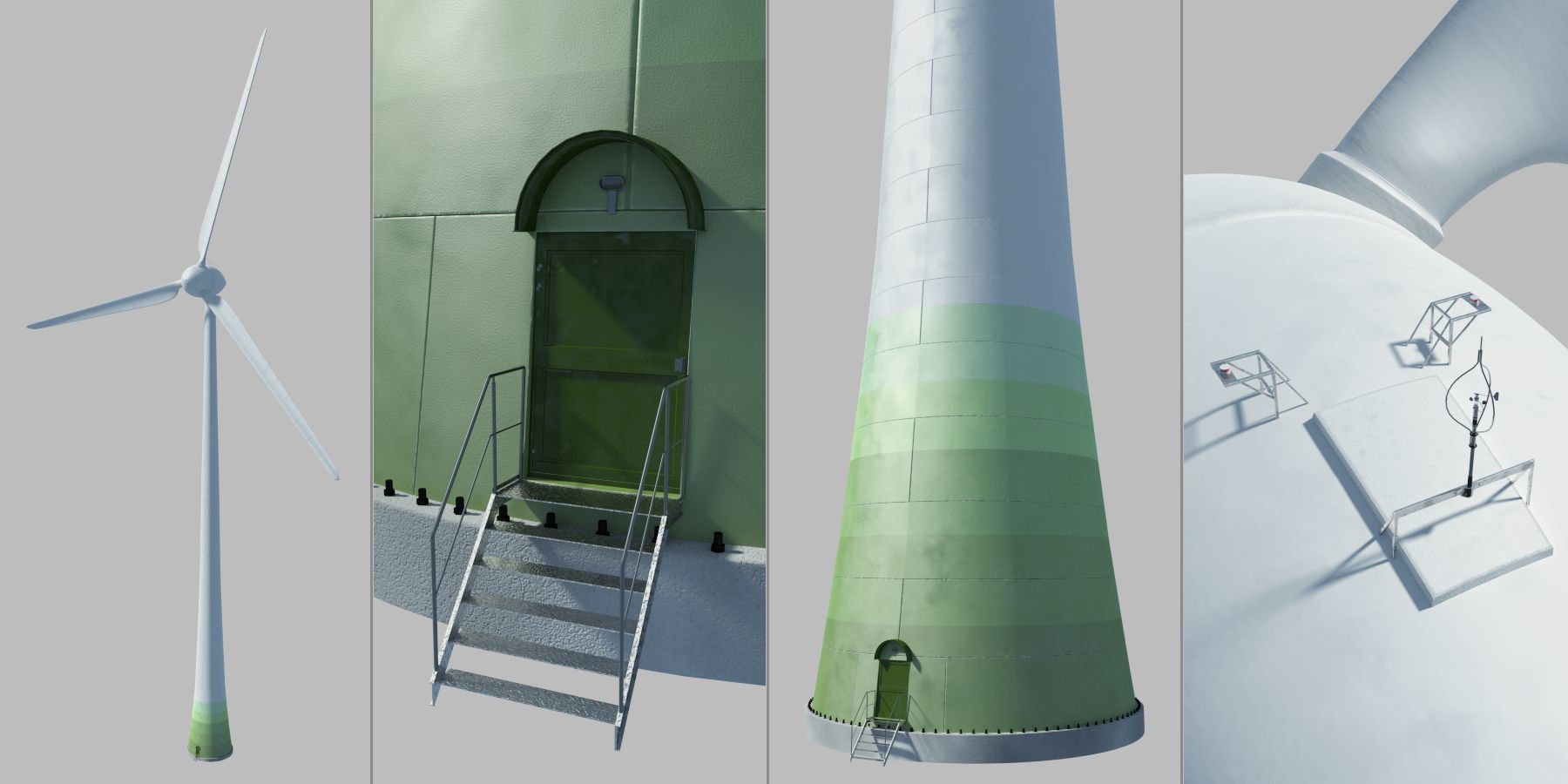 Wind Turbine Animated Riged Model Low-poly 3D model_2