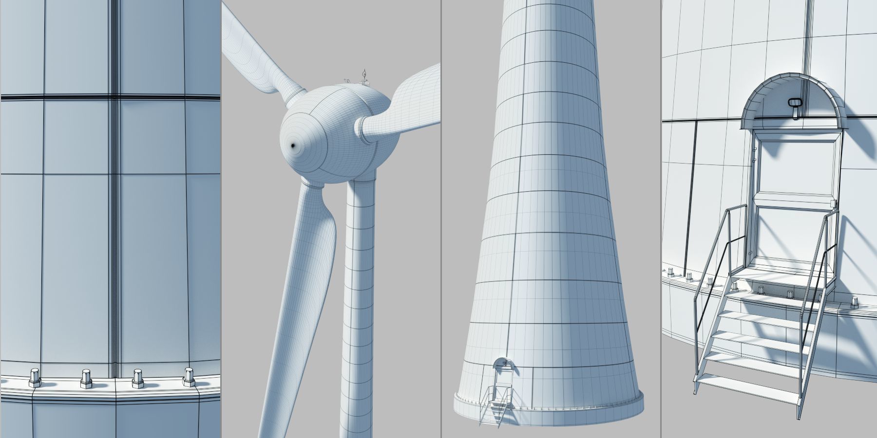 Wind Turbine Animated Riged Model Low-poly 3D model_6