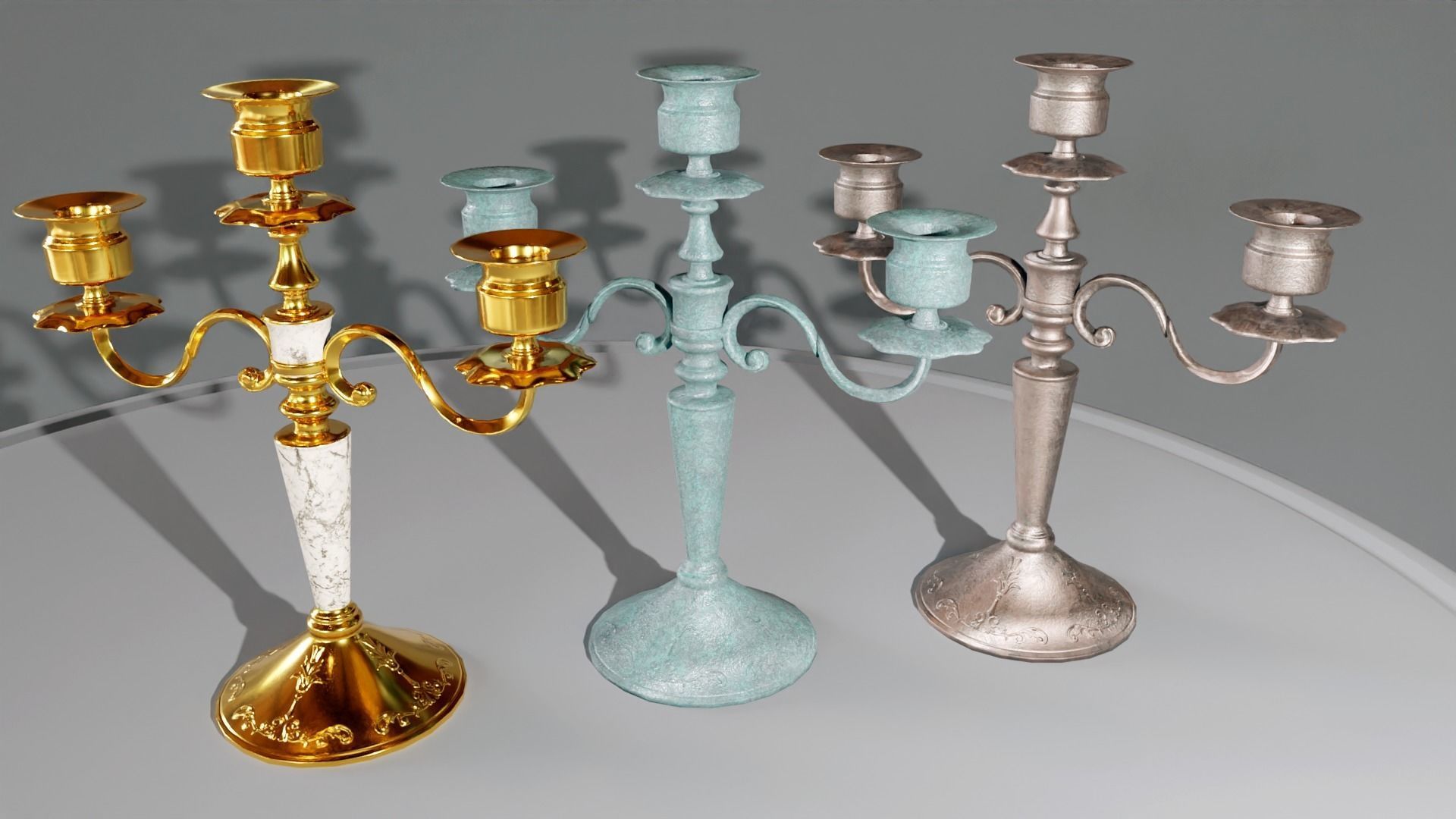 Candle holder Low-poly 3D model_1