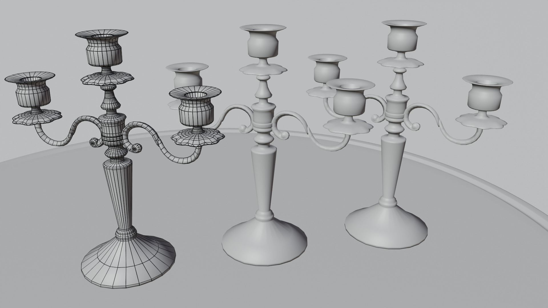 Candle holder Low-poly 3D model_2