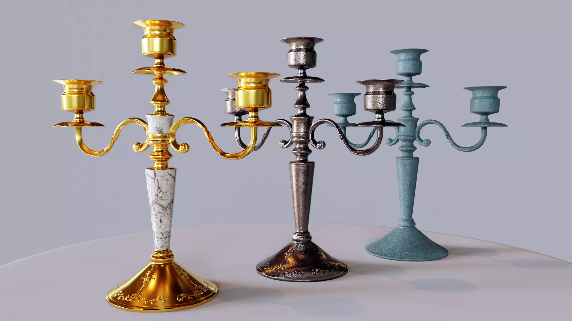 Candle holder Low-poly 3D model_0