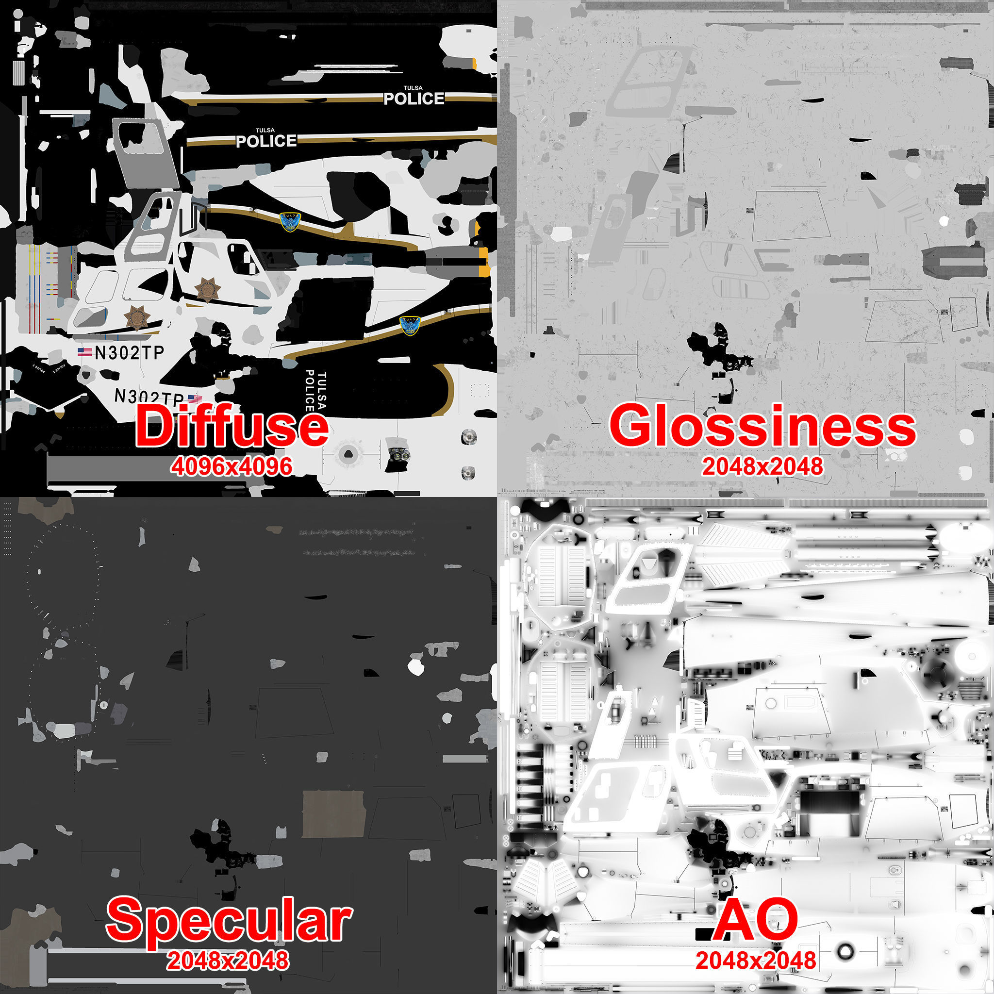 AS-350 Tulsa Police Low-poly 3D model_15