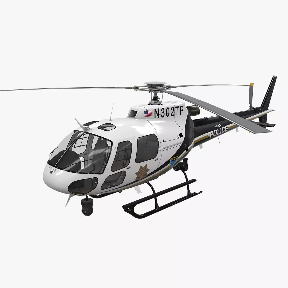 AS-350 Tulsa Police Low-poly 3D model_0