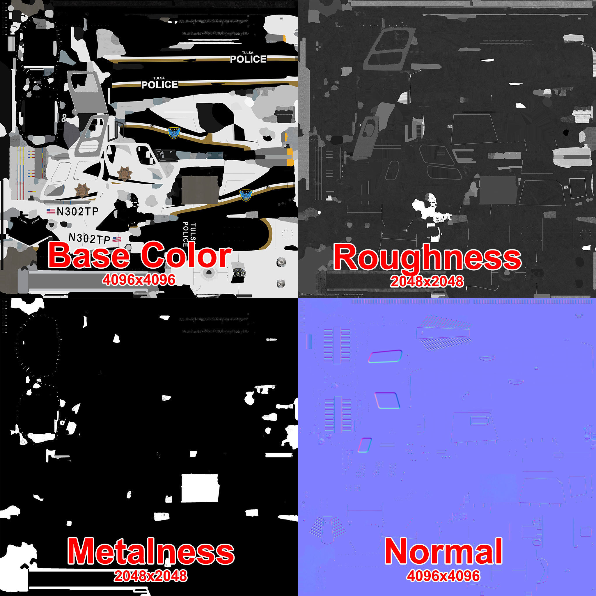 AS-350 Tulsa Police Low-poly 3D model_16