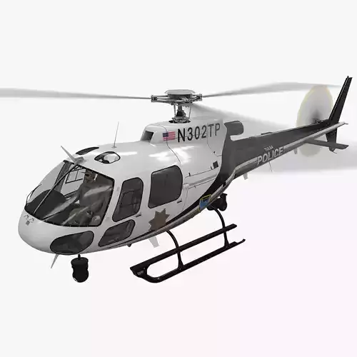 AS-350 Tulsa Police Animated Low-poly 3D model