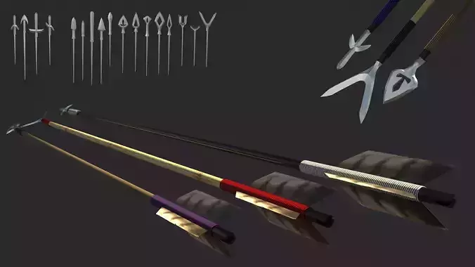 japanese arrow set 3D Low-poly 3D model