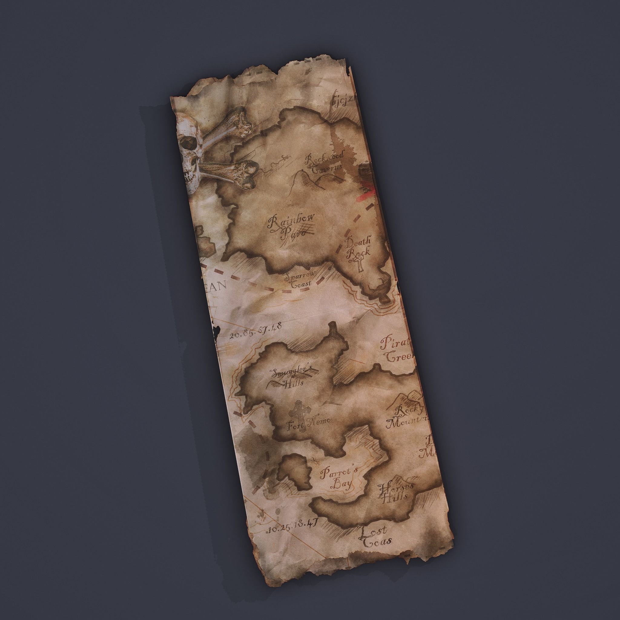 Folding Treasure Map Low-poly 3D model_6
