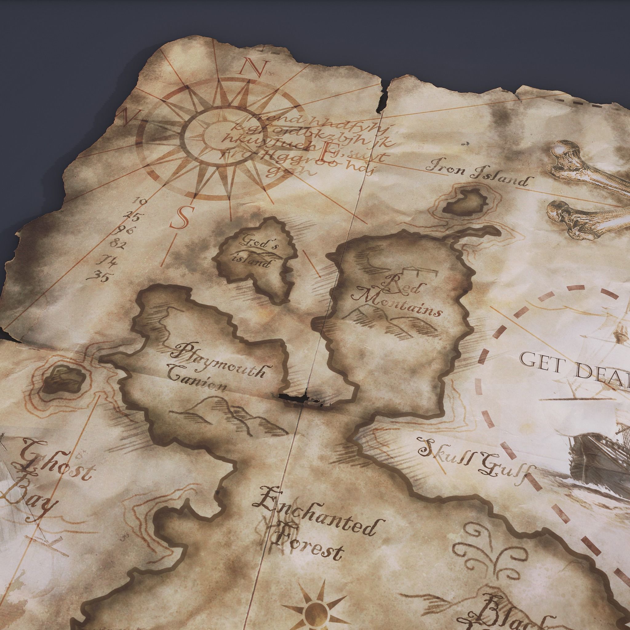 Folding Treasure Map Low-poly 3D model_14