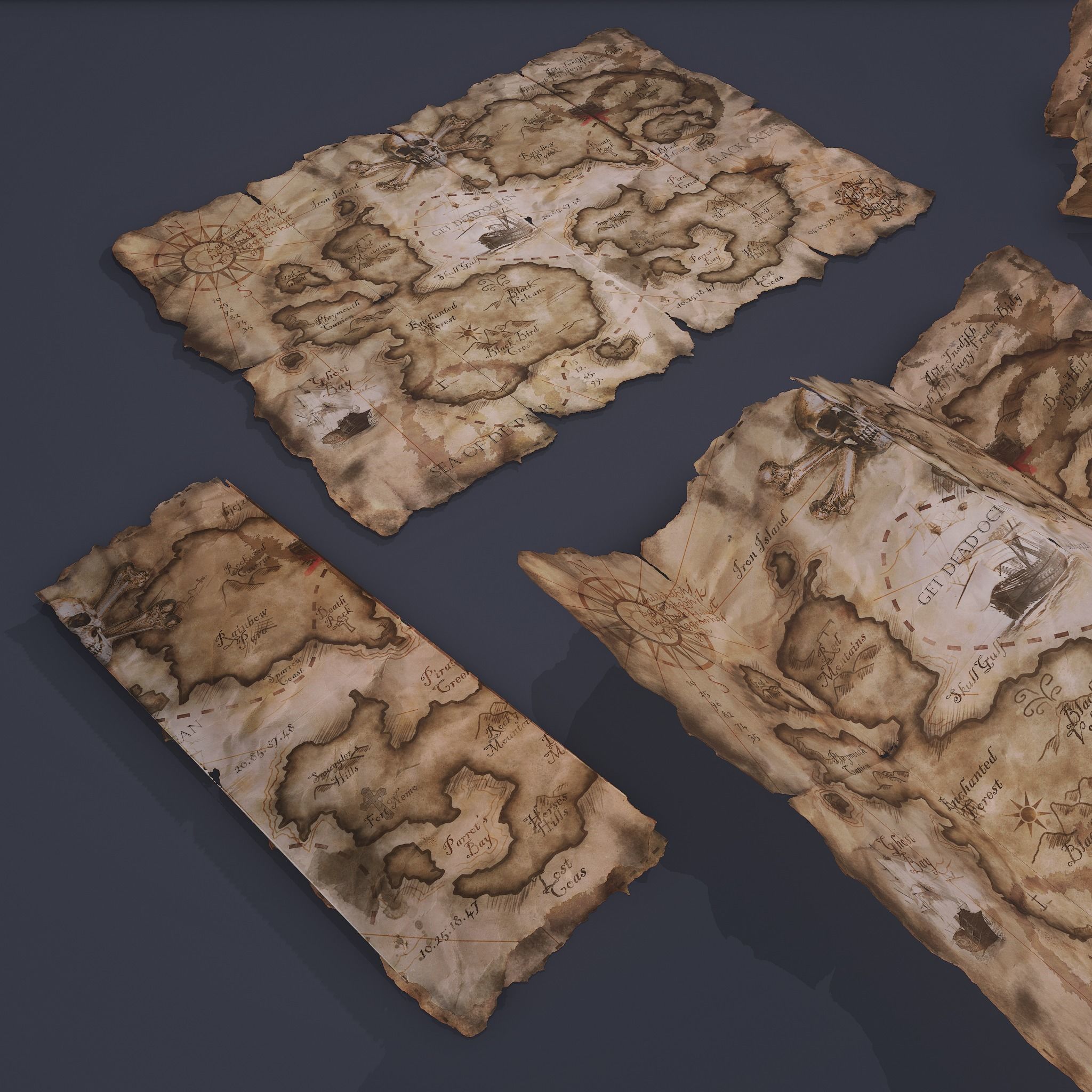 Folding Treasure Map Low-poly 3D model_26