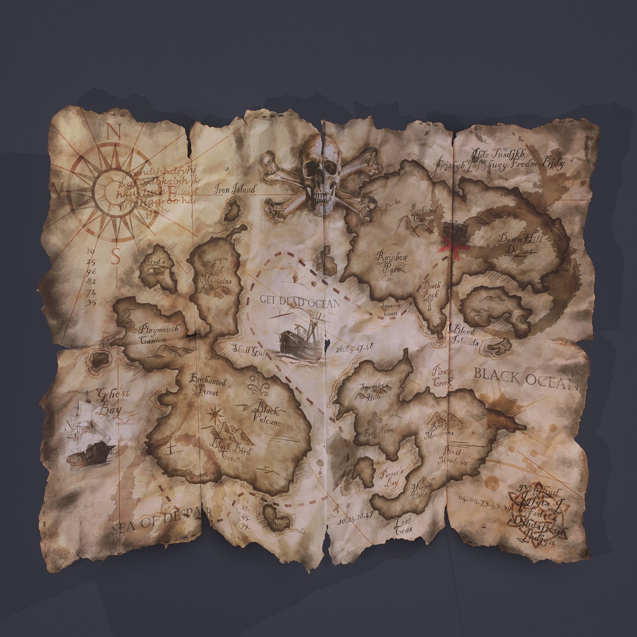 Folding Treasure Map Low-poly 3D model_4