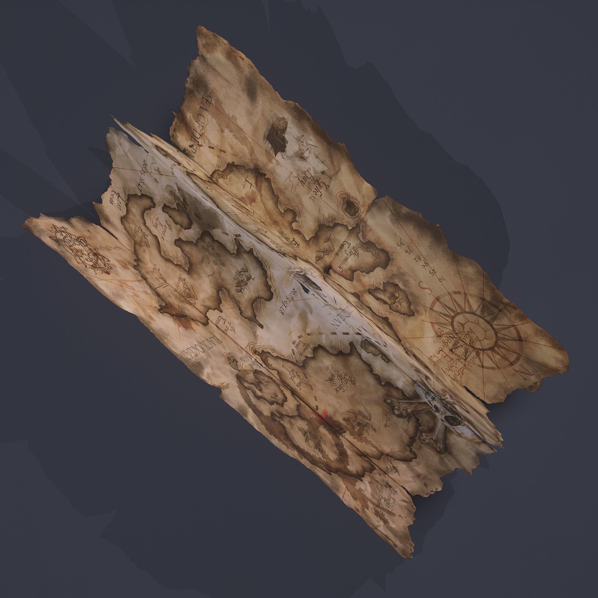 Folding Treasure Map Low-poly 3D model_10