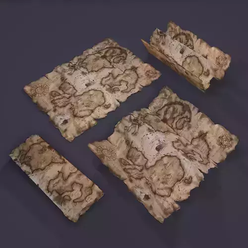Folding Treasure Map  Low-poly 3D model