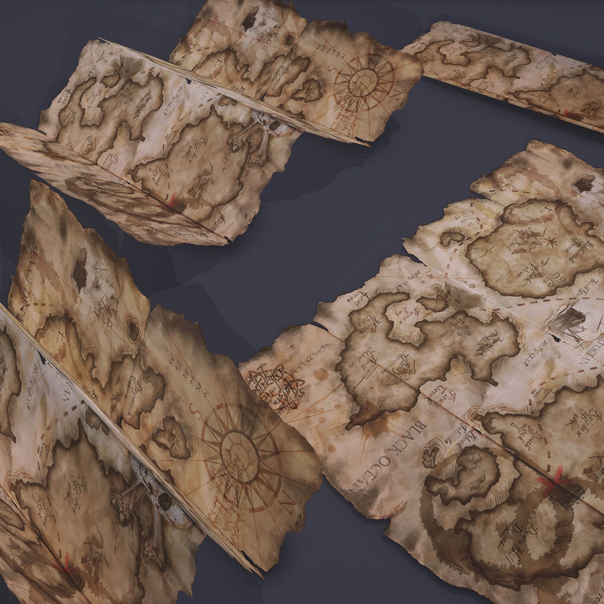 Folding Treasure Map Low-poly 3D model_20