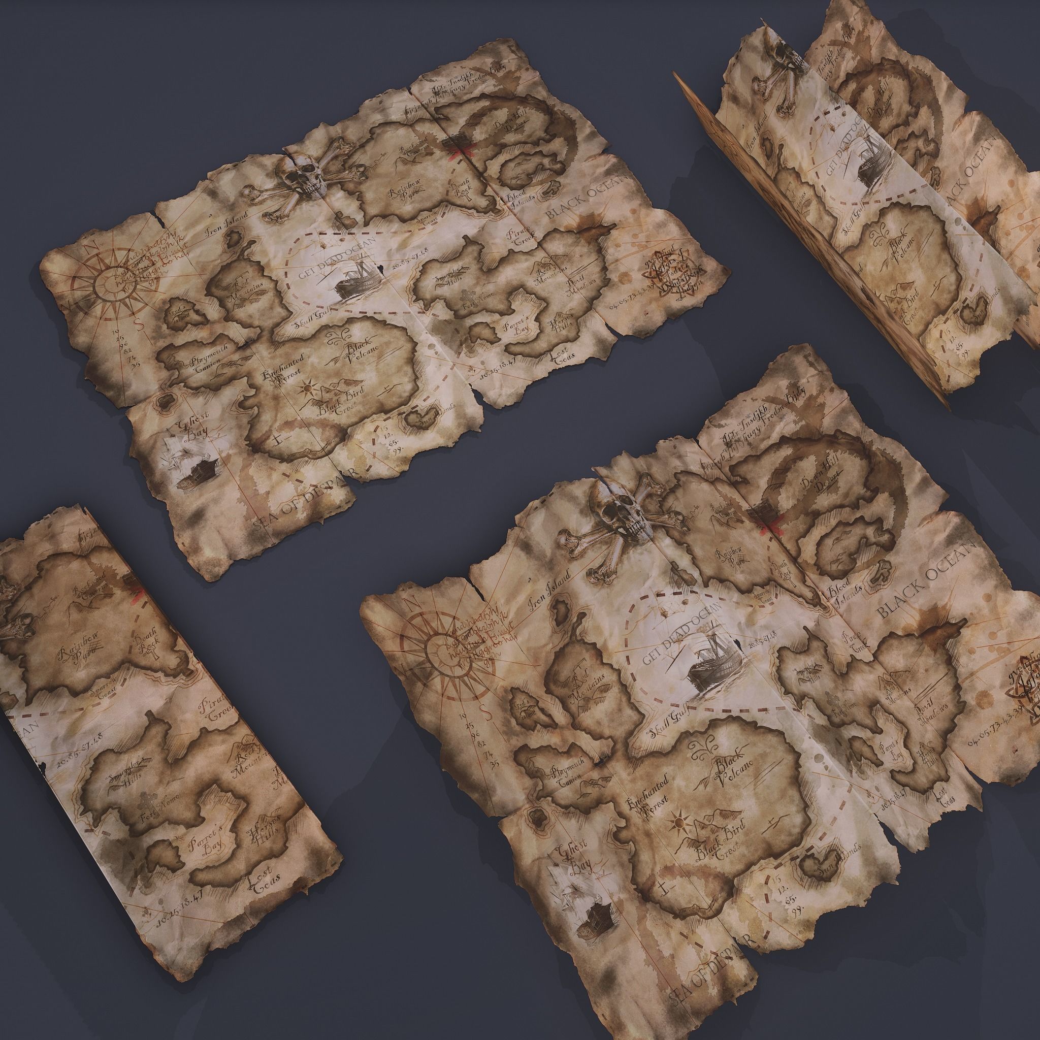 Folding Treasure Map Low-poly 3D model_17