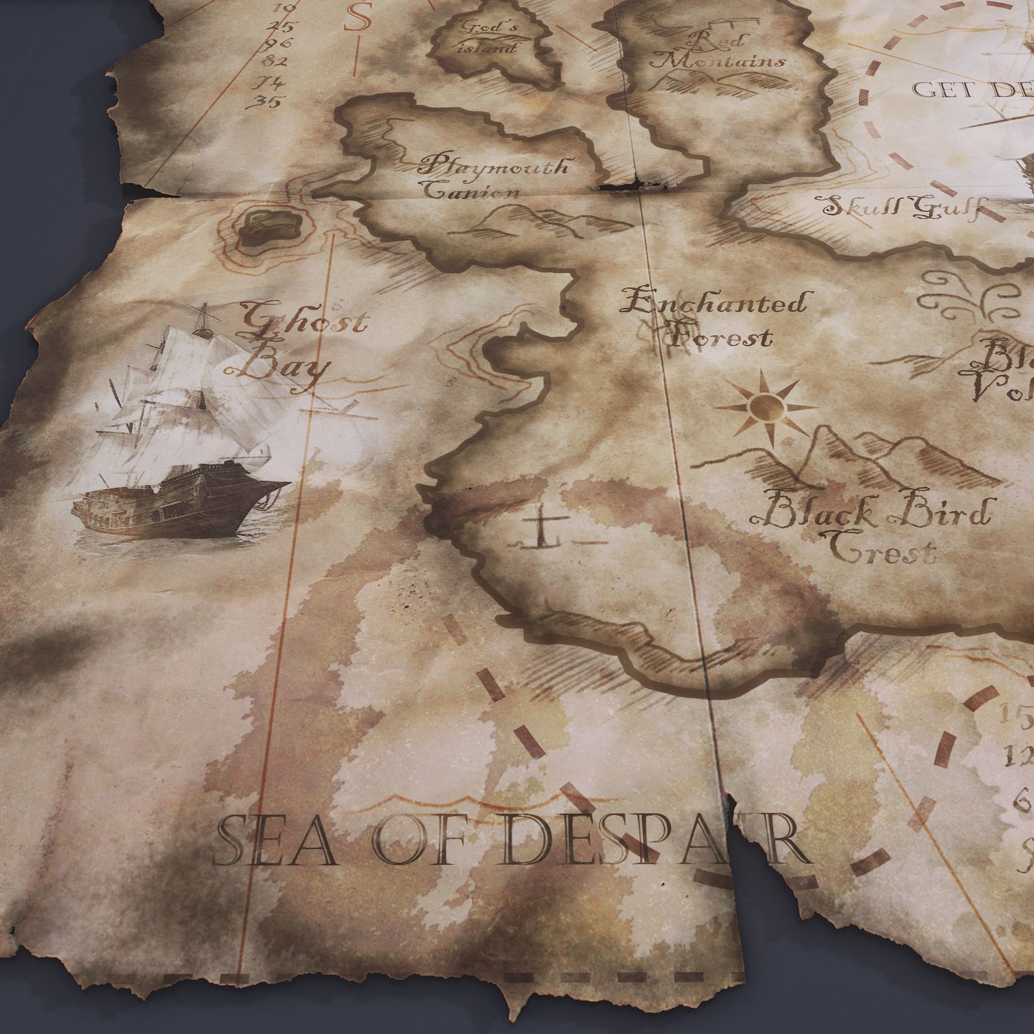 Folding Treasure Map Low-poly 3D model_16