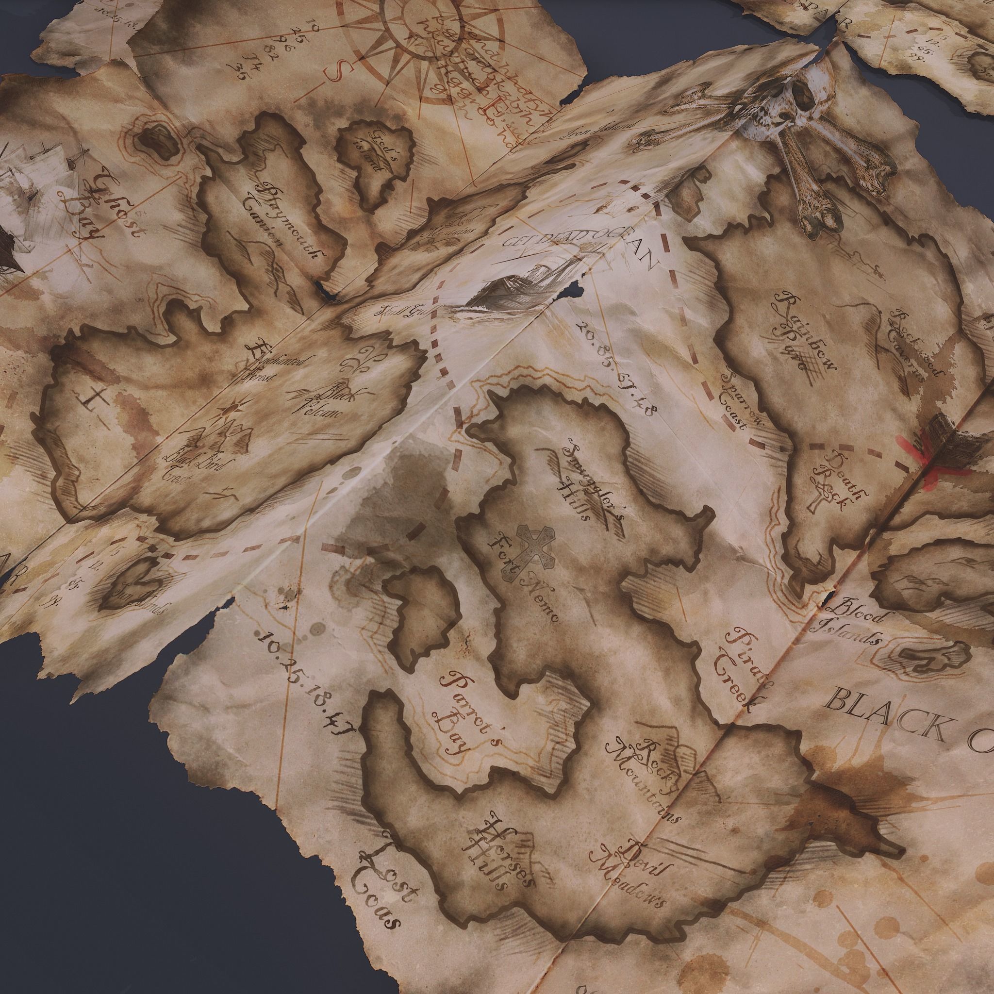 Folding Treasure Map Low-poly 3D model_28