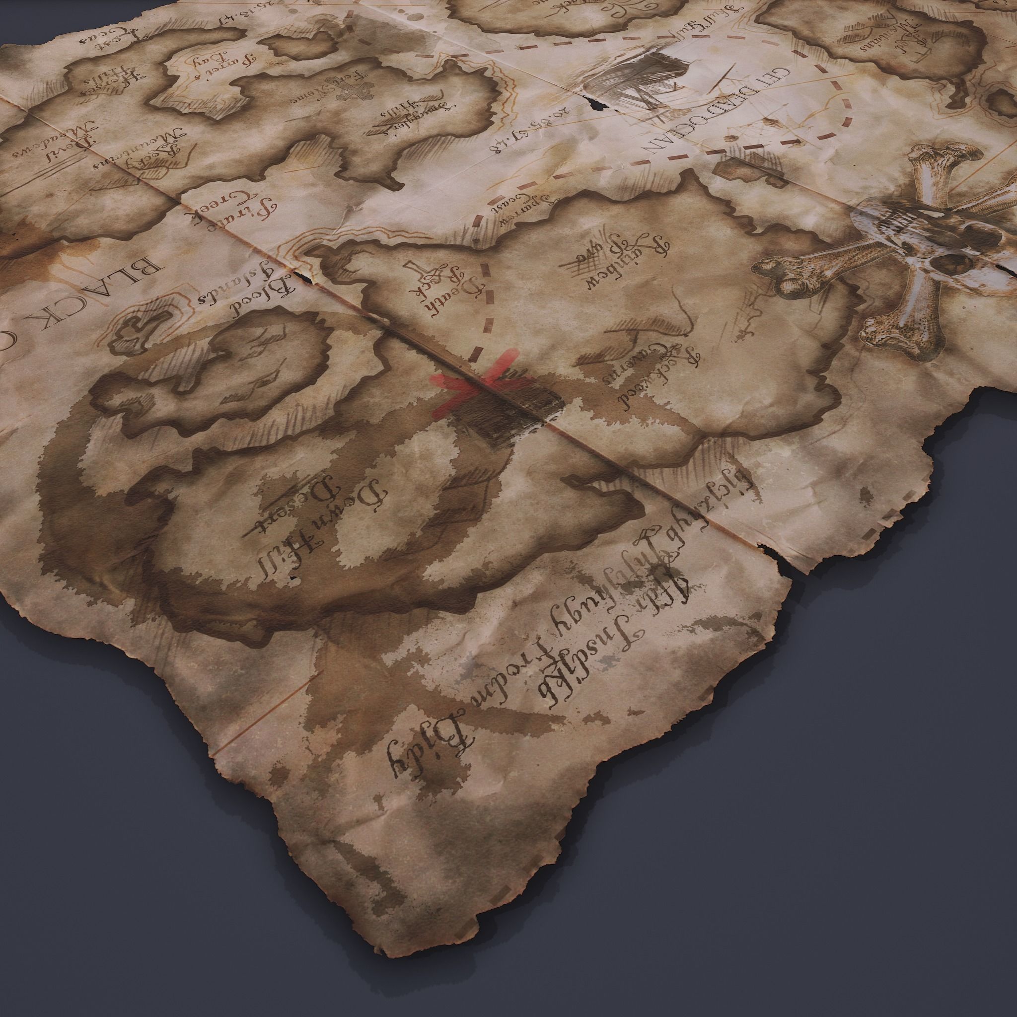 Folding Treasure Map Low-poly 3D model_23