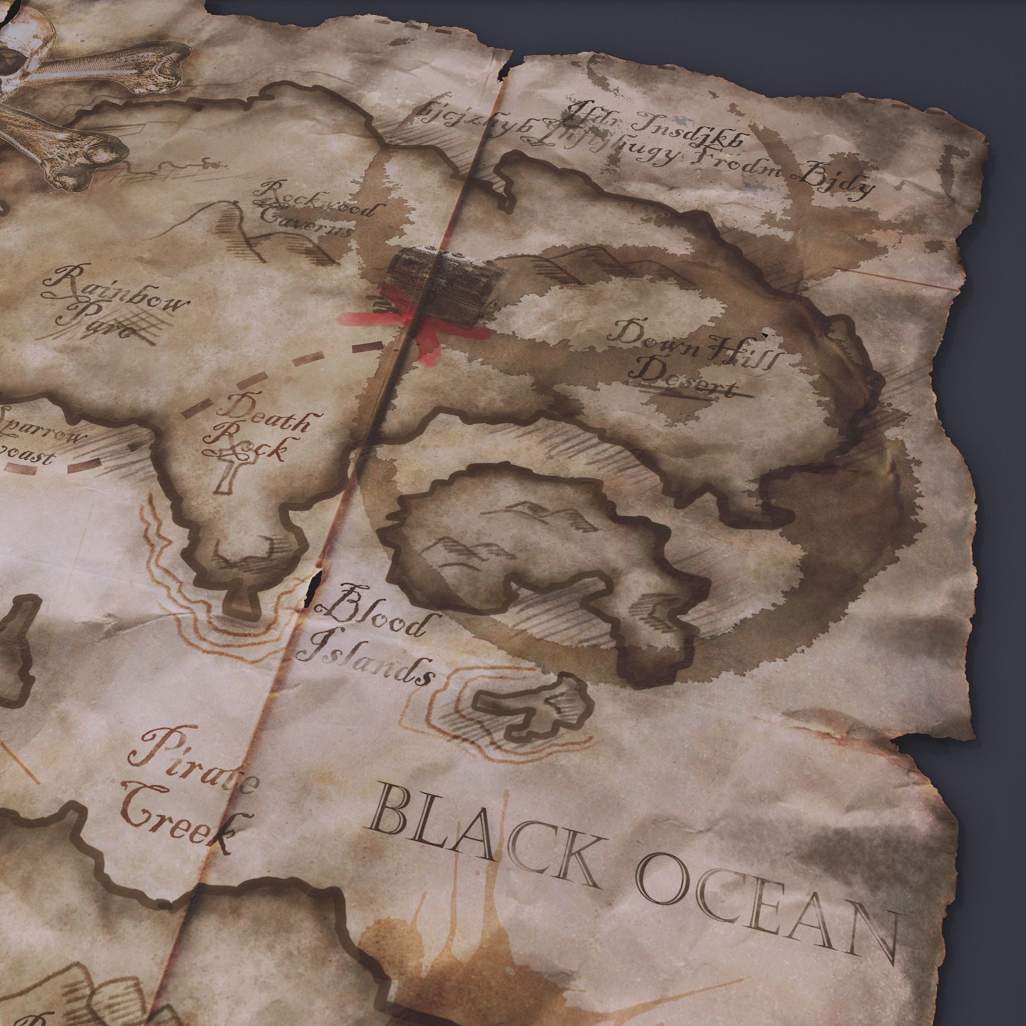 Folding Treasure Map Low-poly 3D model_12