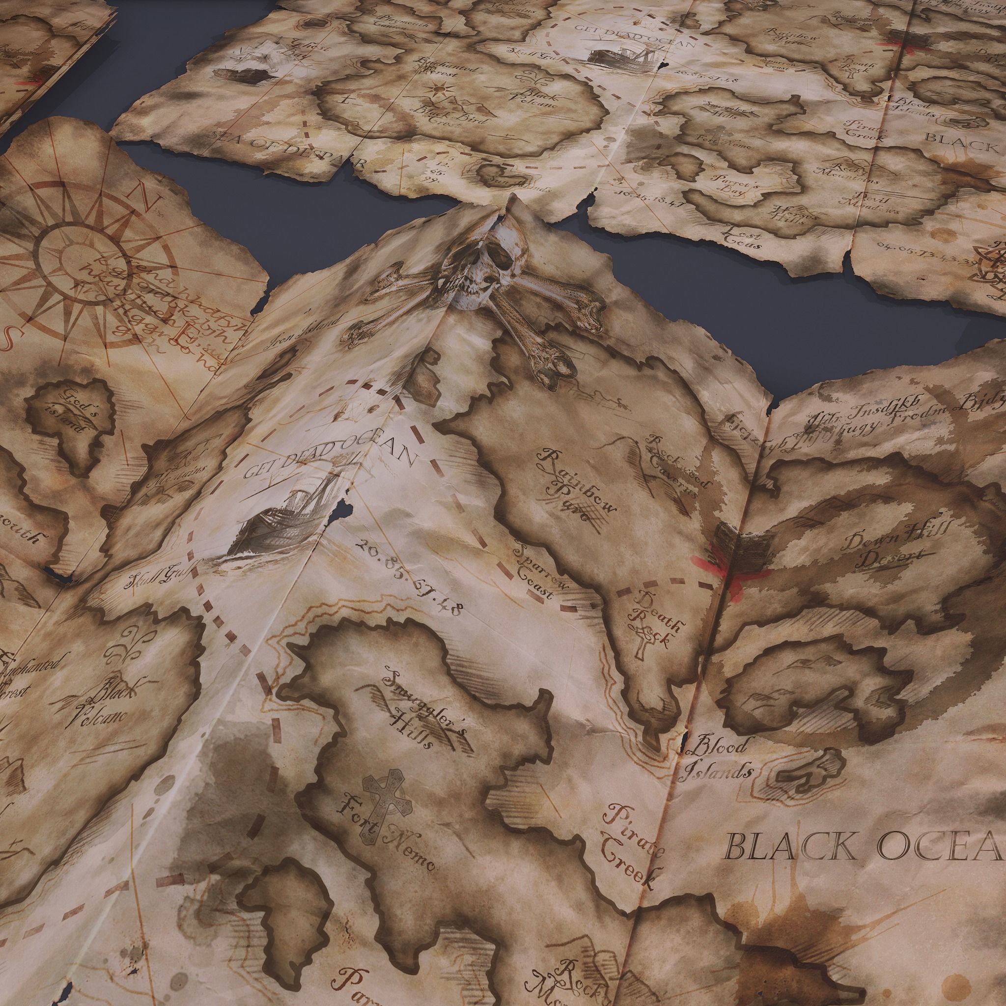 Folding Treasure Map Low-poly 3D model_18