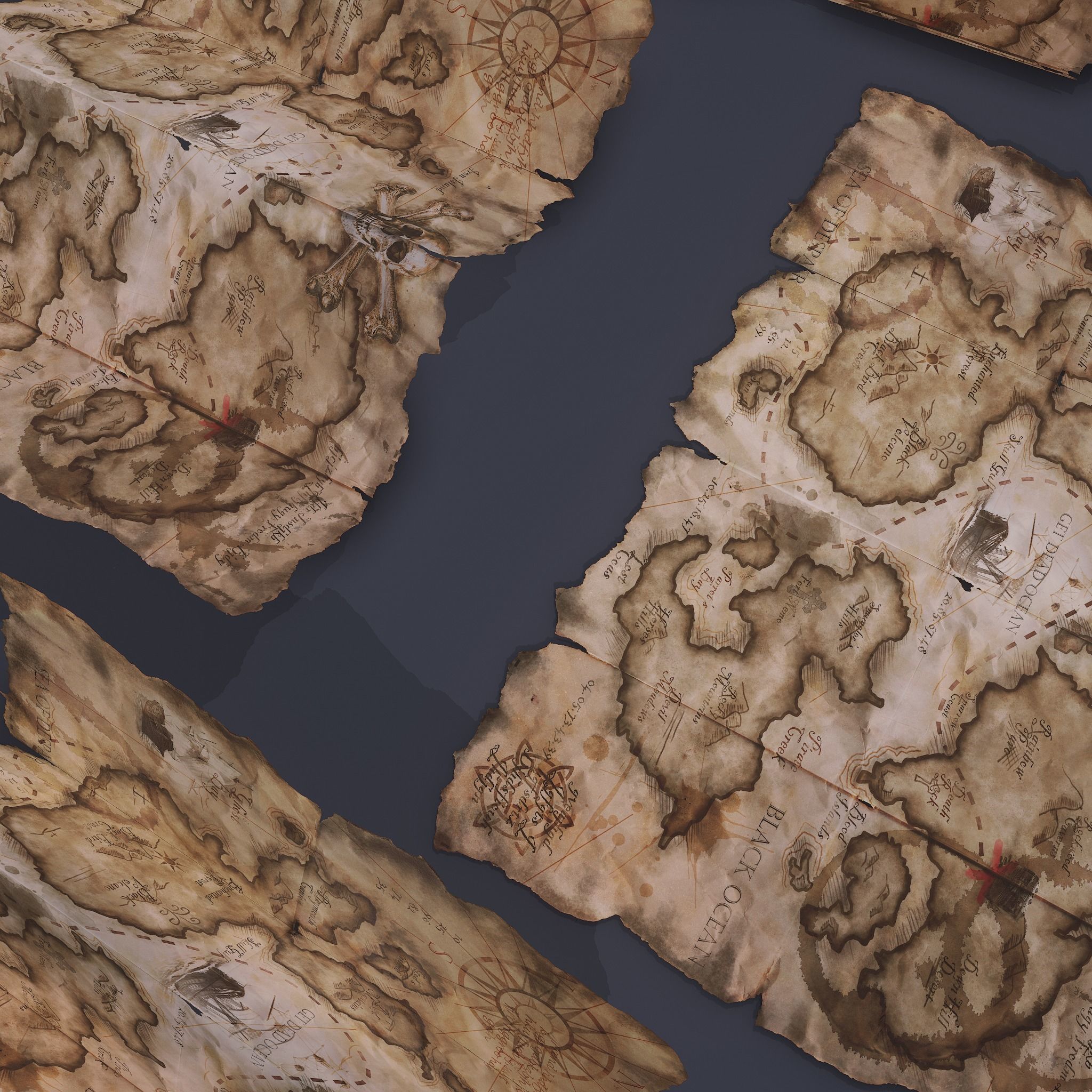 Folding Treasure Map Low-poly 3D model_19