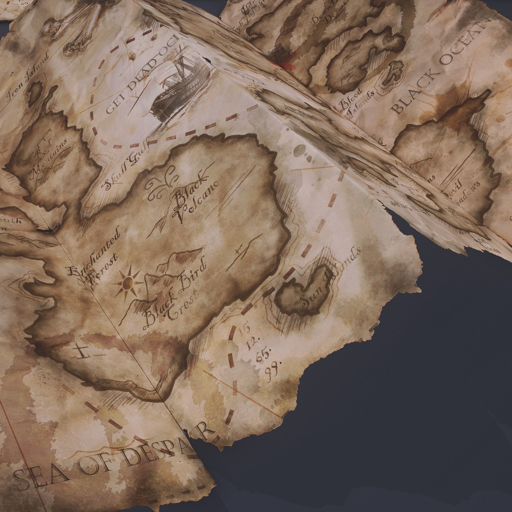 Folding Treasure Map Low-poly 3D model_27