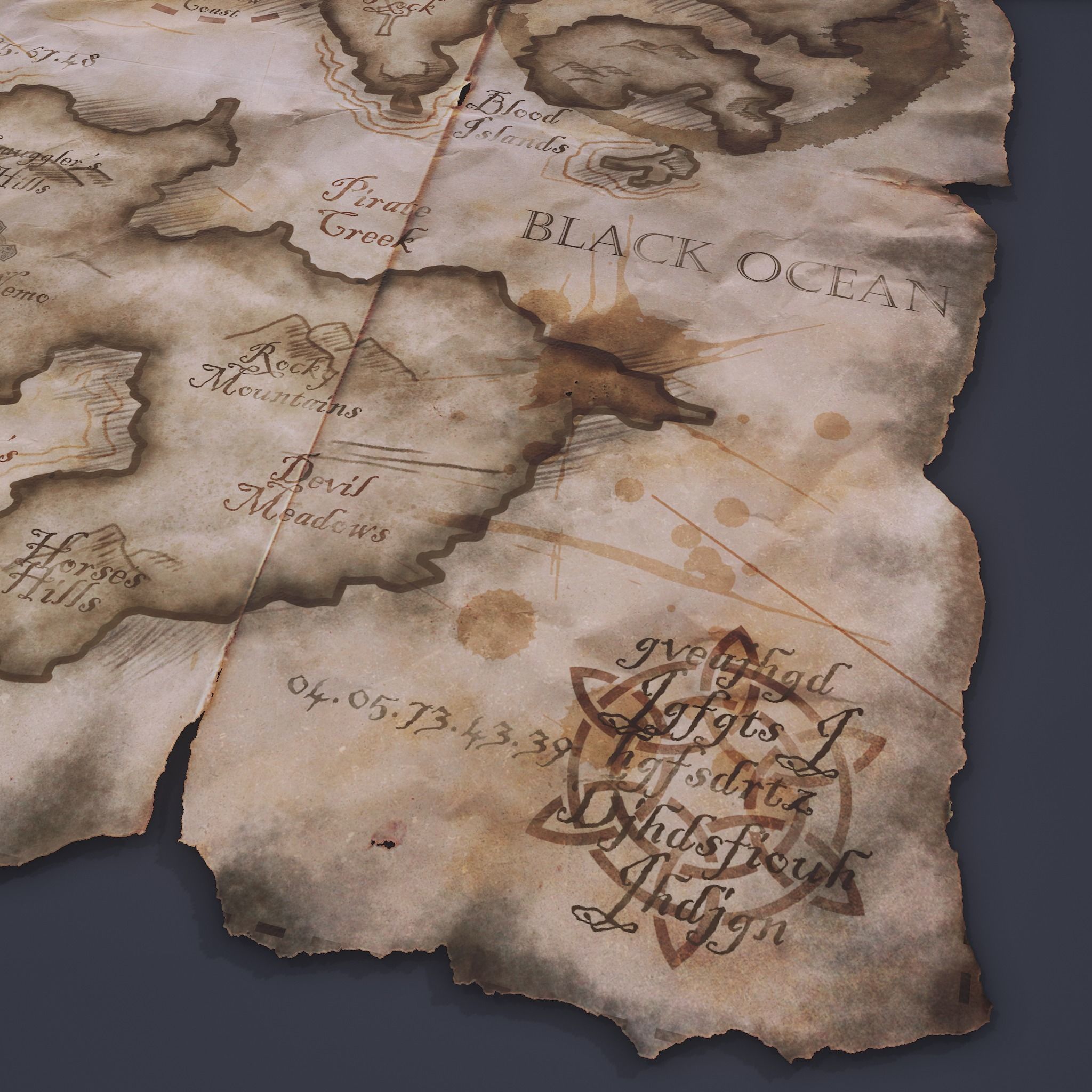Folding Treasure Map Low-poly 3D model_15