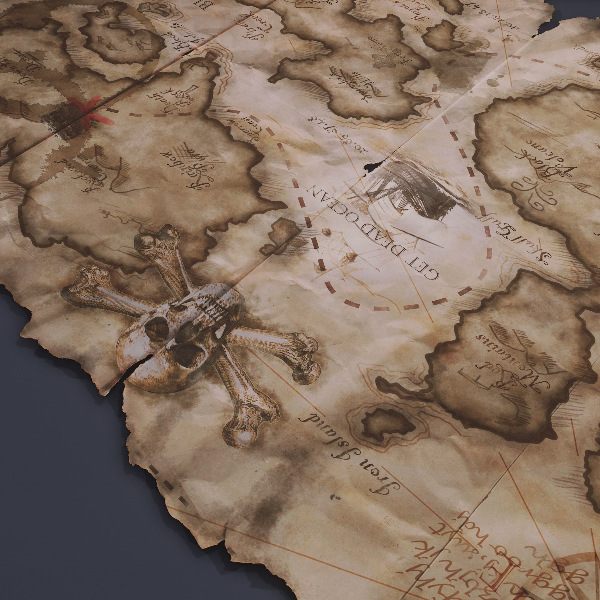 Folding Treasure Map Low-poly 3D model_21