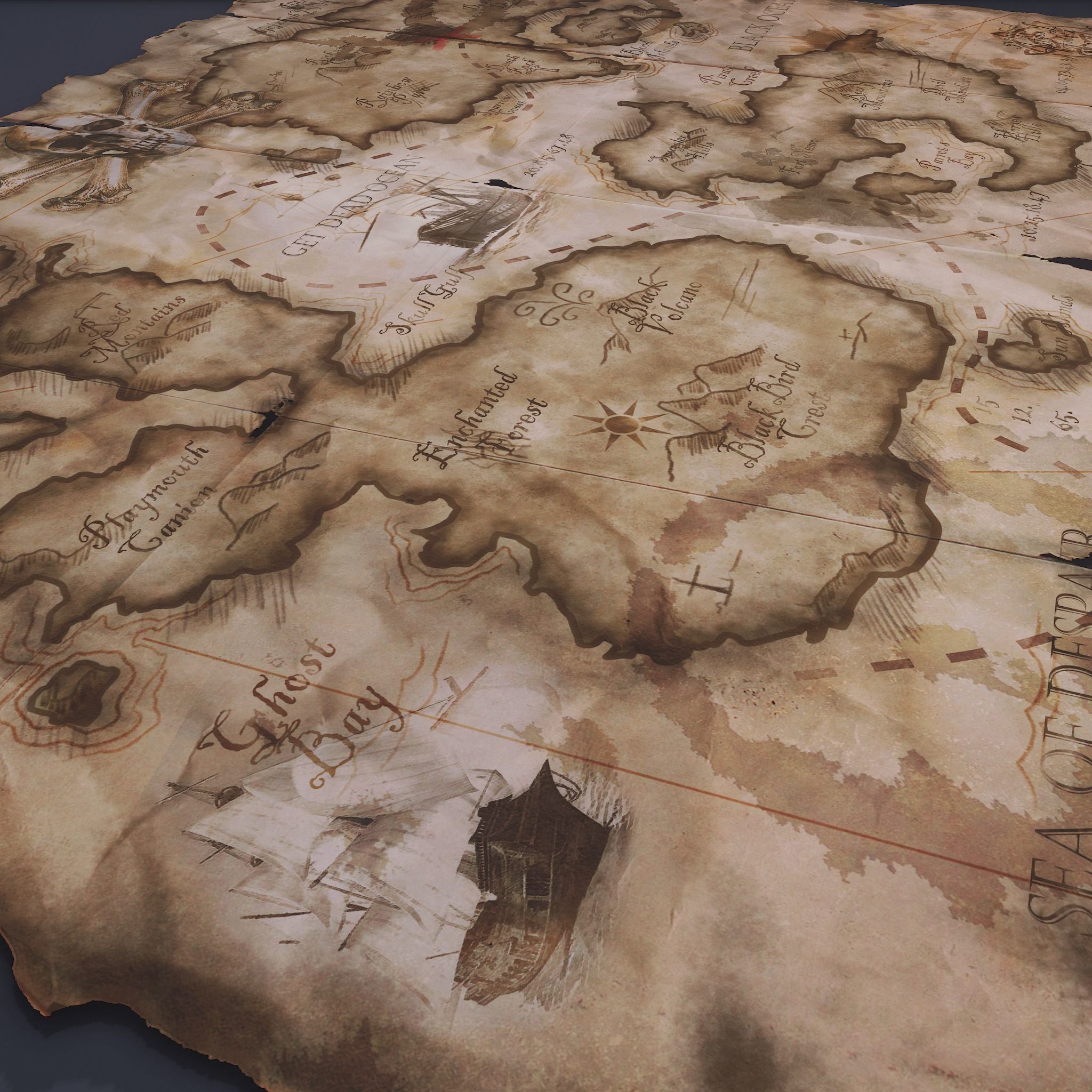 Folding Treasure Map Low-poly 3D model_24