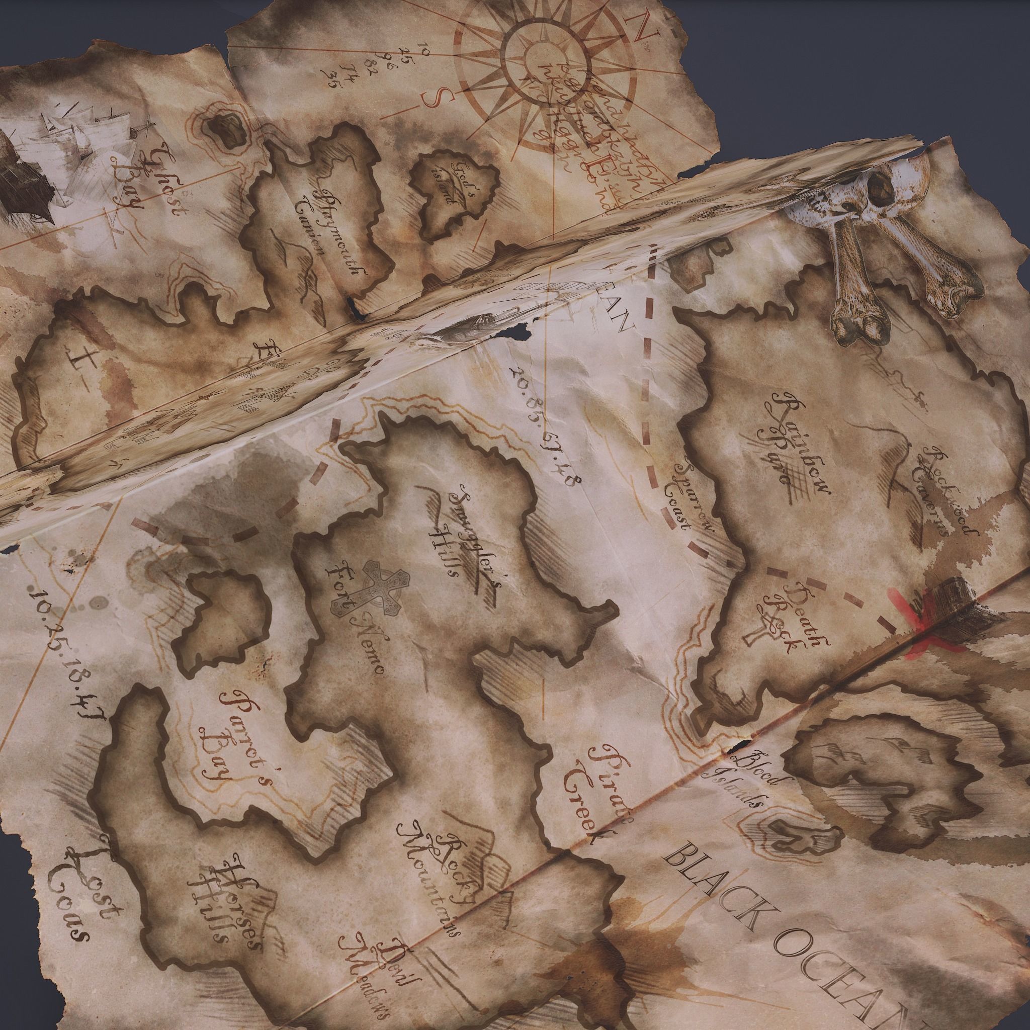 Folding Treasure Map Low-poly 3D model_13