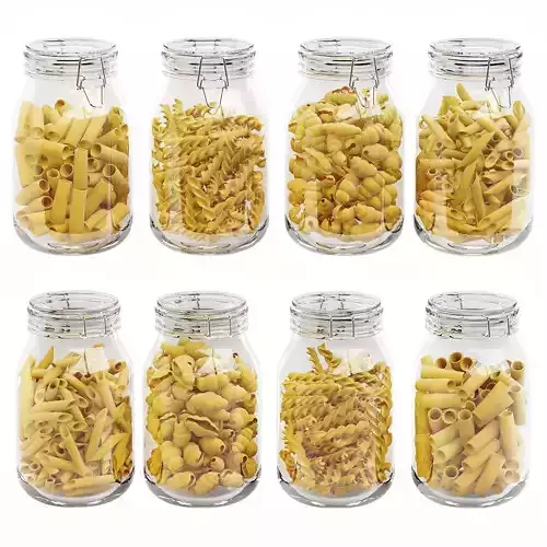 Kitchen glass jars set with original pasta