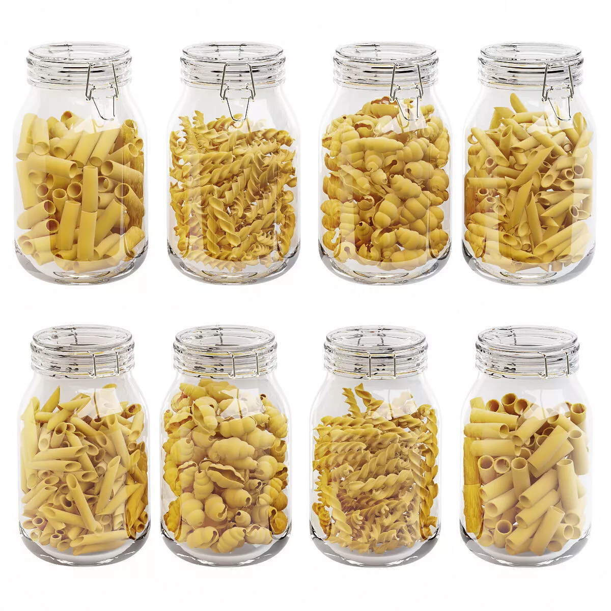 Kitchen glass jars set with original pasta 3D model