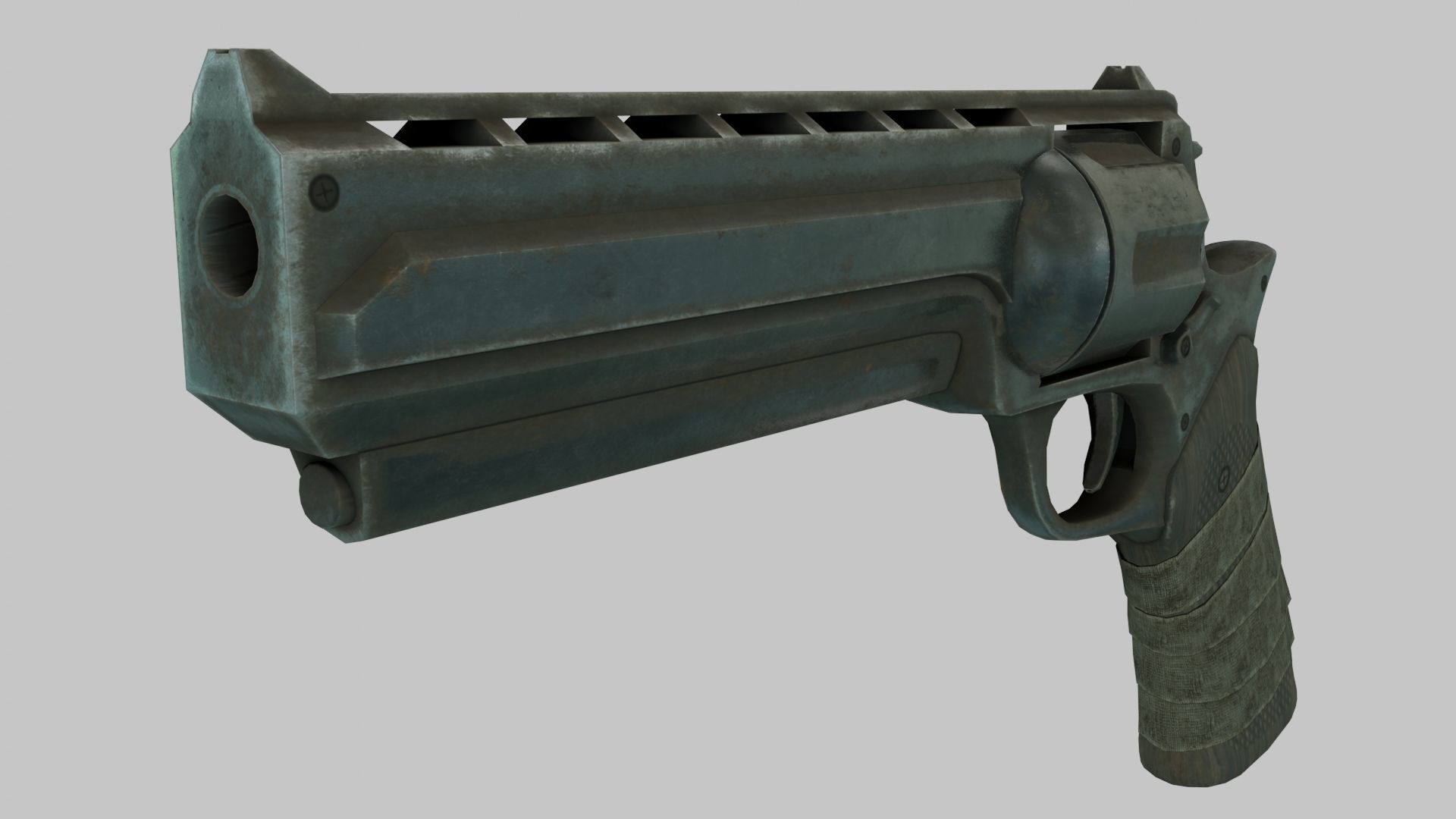 Rigged Low Poly Revolver With PBR Materials and multiple skins Low-poly 3D model_26