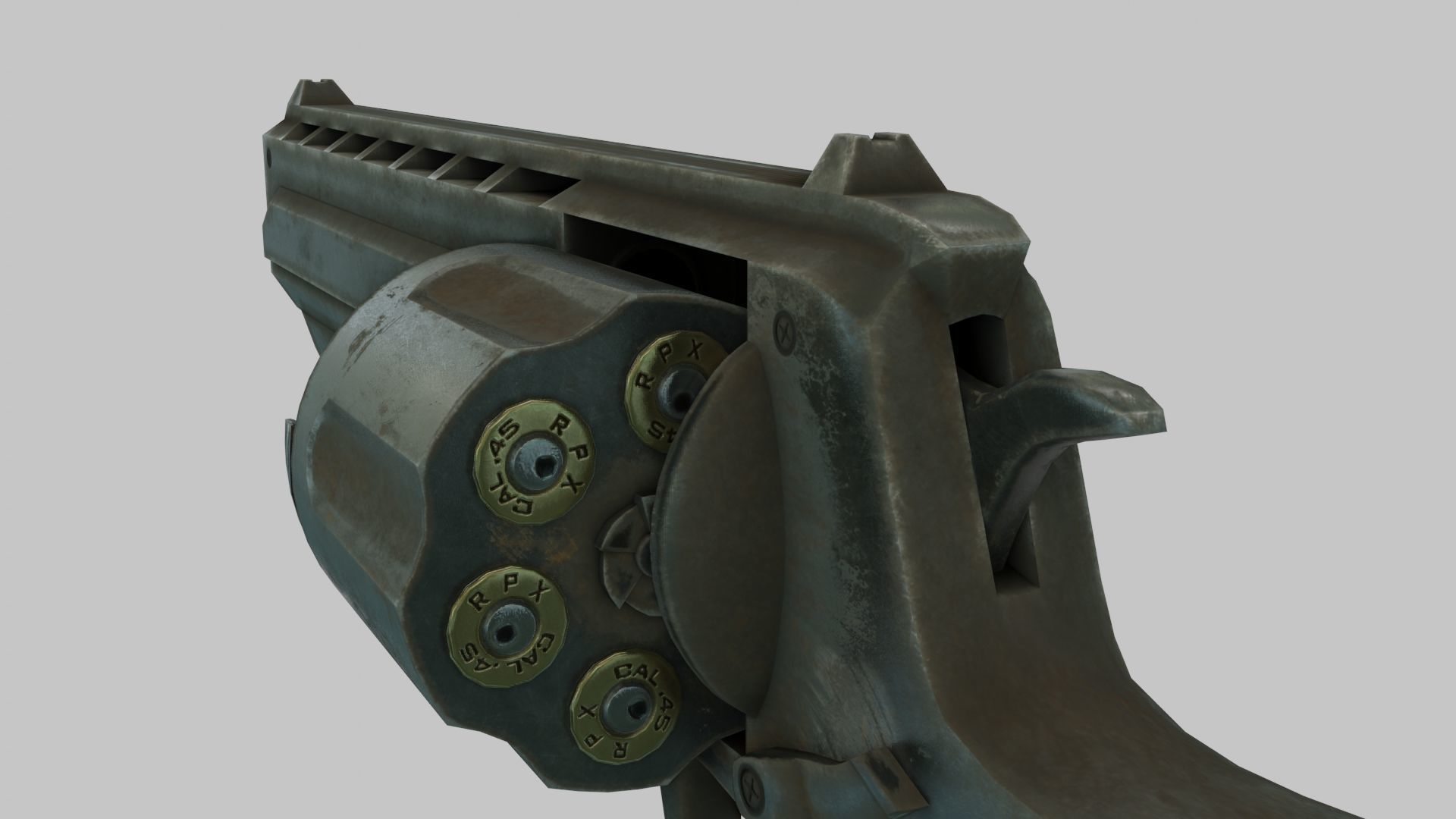 Rigged Low Poly Revolver With PBR Materials and multiple skins Low-poly 3D model_32