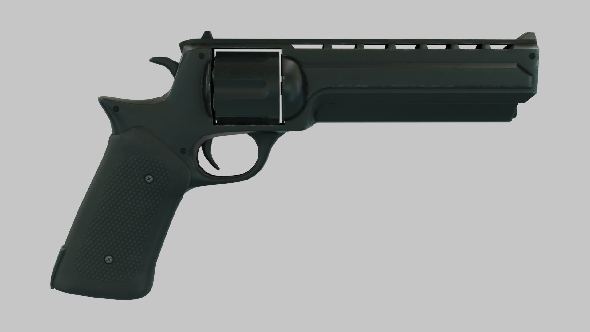 Rigged Low Poly Revolver With PBR Materials and multiple skins Low-poly 3D model_10