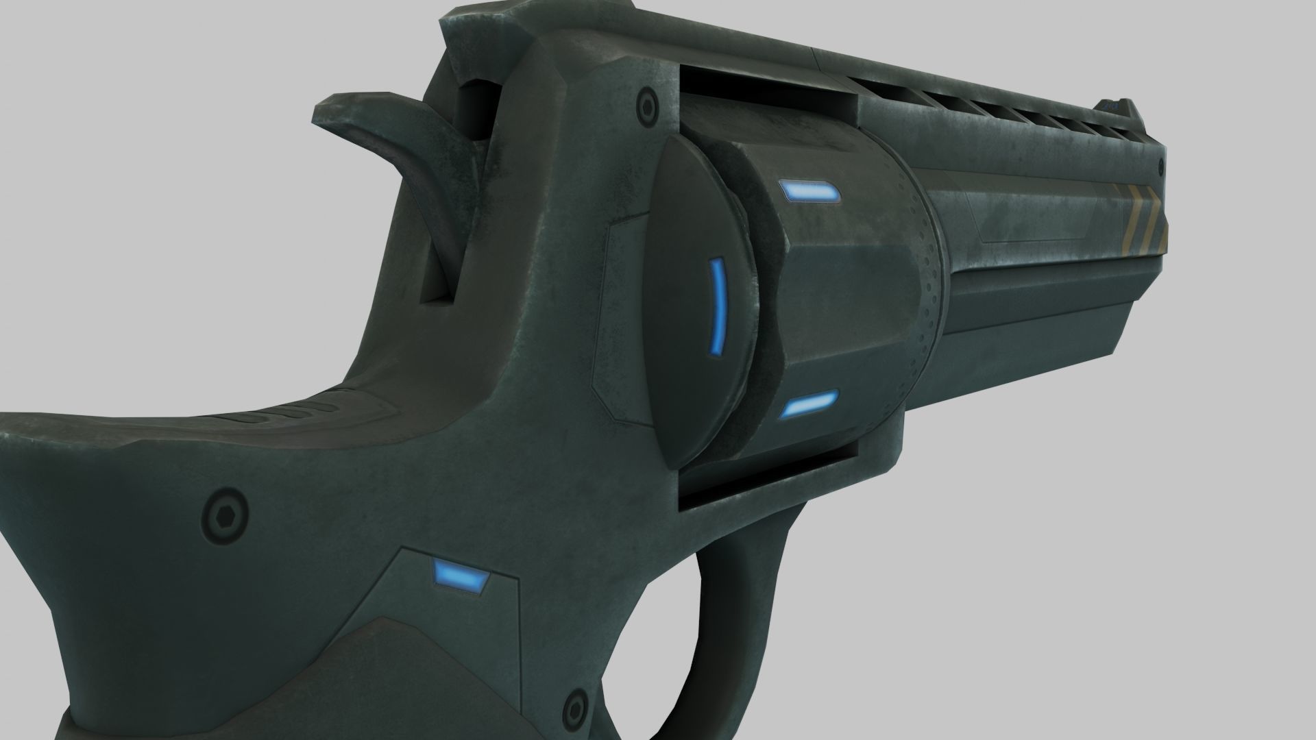 Rigged Low Poly Revolver With PBR Materials and multiple skins Low-poly 3D model_36