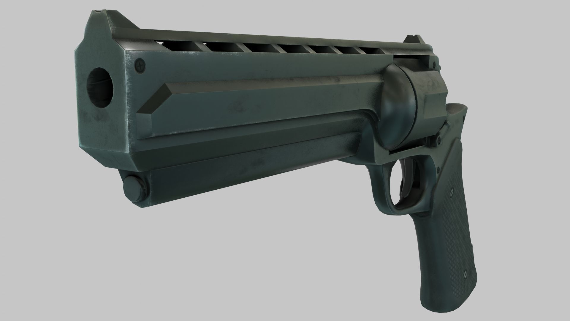 Rigged Low Poly Revolver With PBR Materials and multiple skins Low-poly 3D model_11