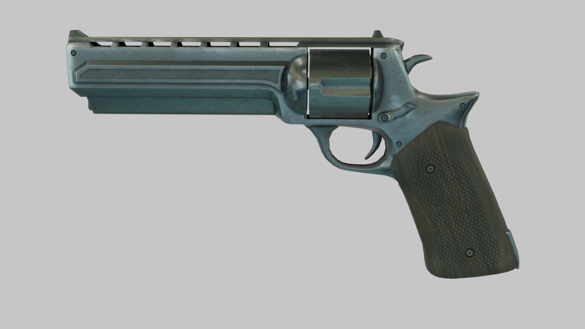 Rigged Low Poly Revolver With PBR Materials and multiple skins Low-poly 3D model_3