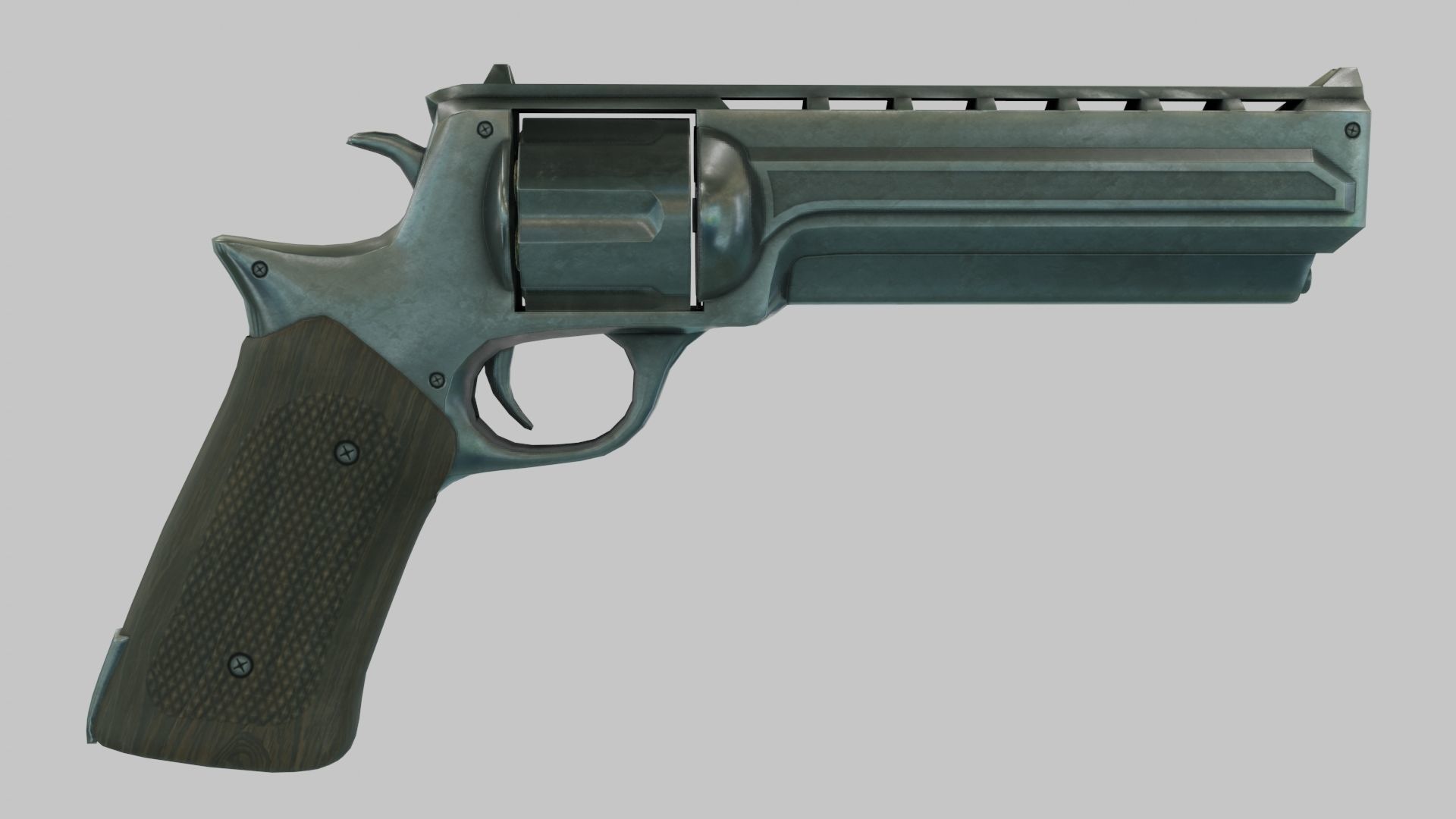 Rigged Low Poly Revolver With PBR Materials and multiple skins Low-poly 3D model_2