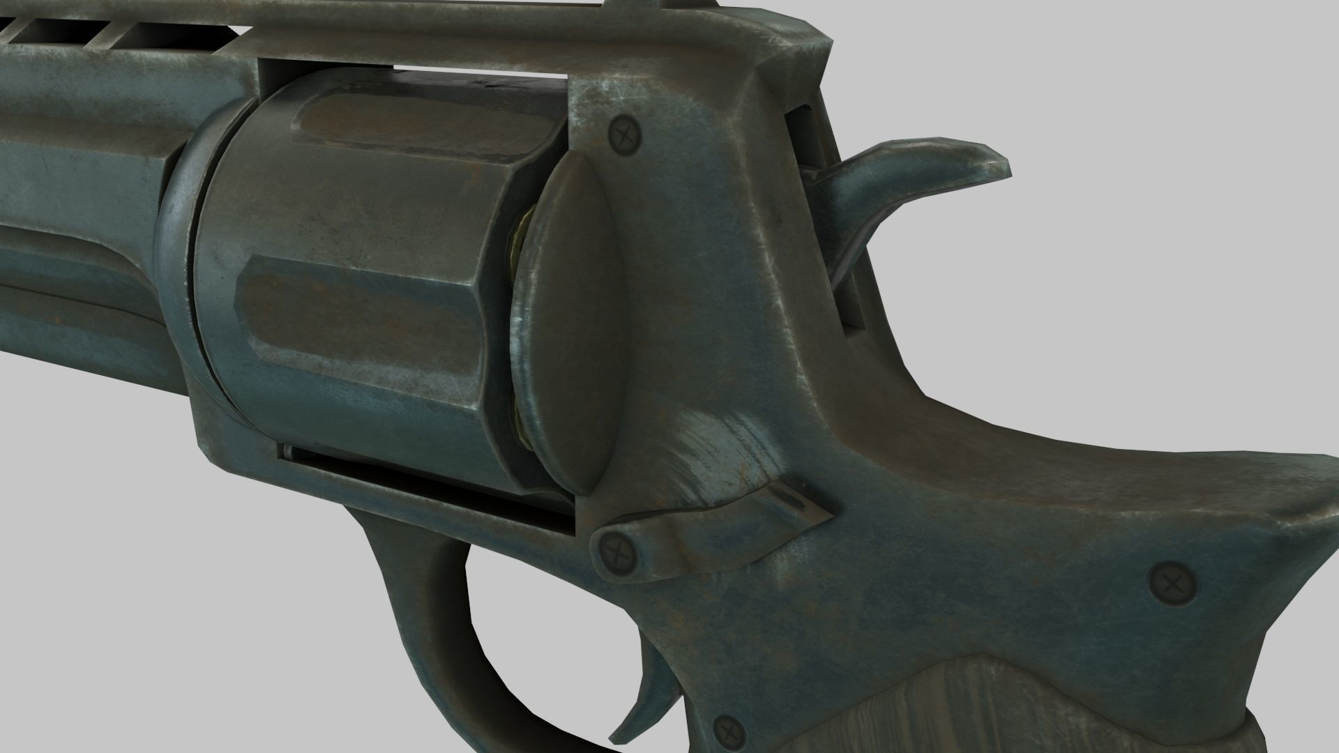 Rigged Low Poly Revolver With PBR Materials and multiple skins Low-poly 3D model_30