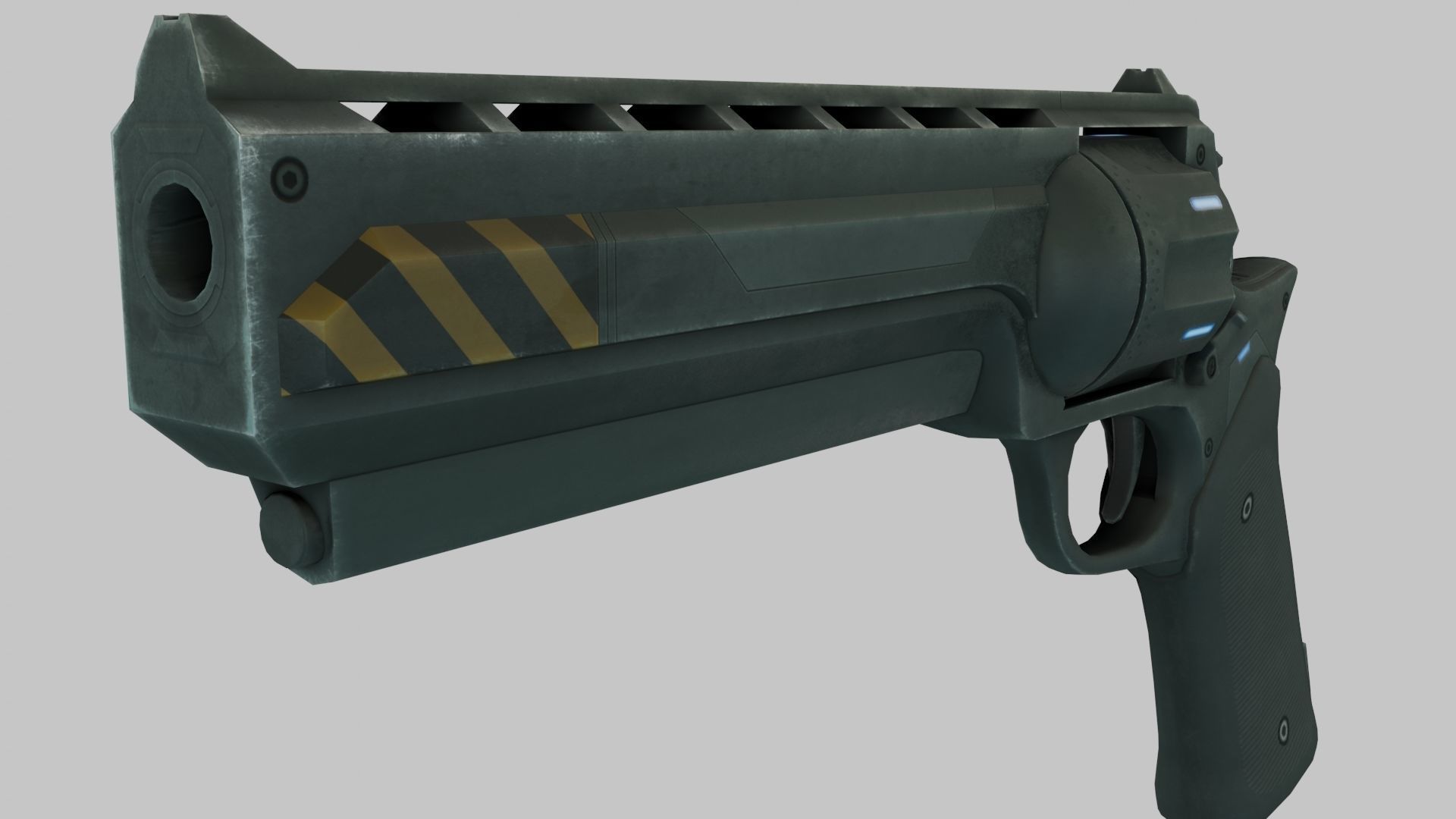 Rigged Low Poly Revolver With PBR Materials and multiple skins Low-poly 3D model_34