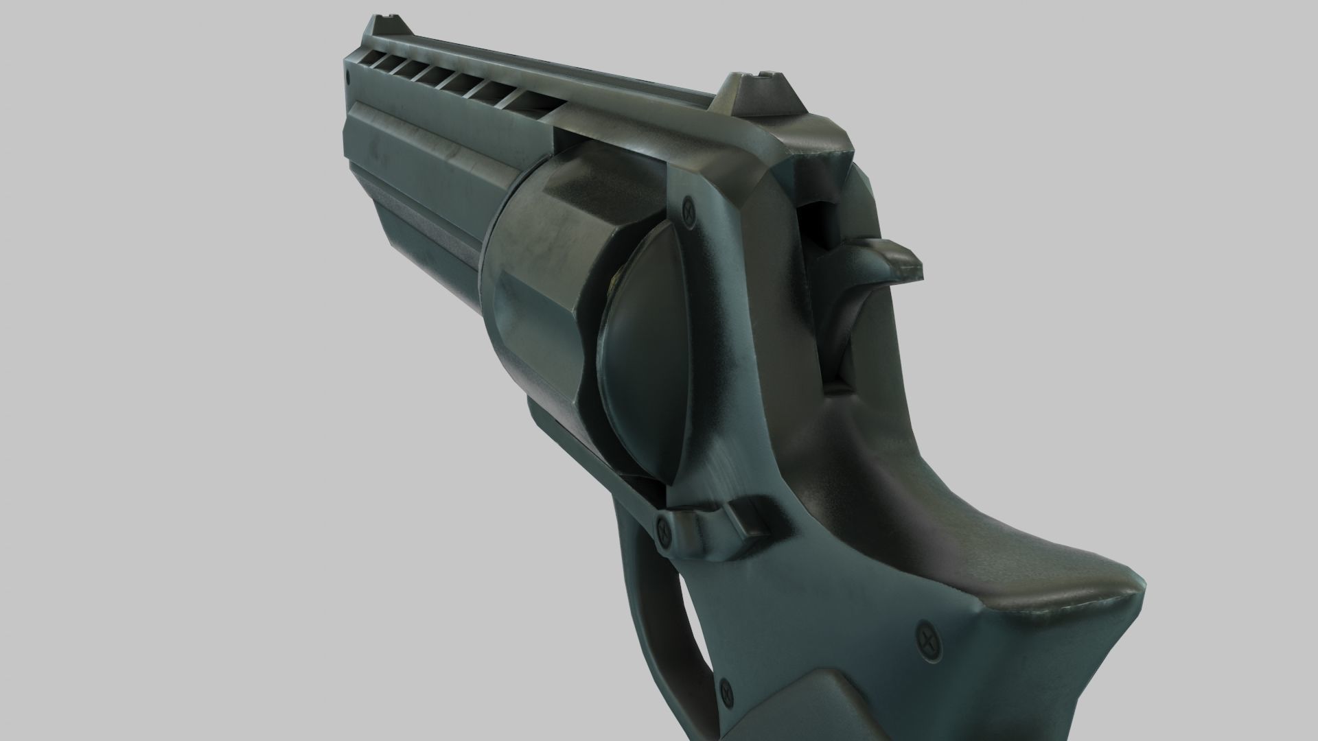Rigged Low Poly Revolver With PBR Materials and multiple skins Low-poly 3D model_12