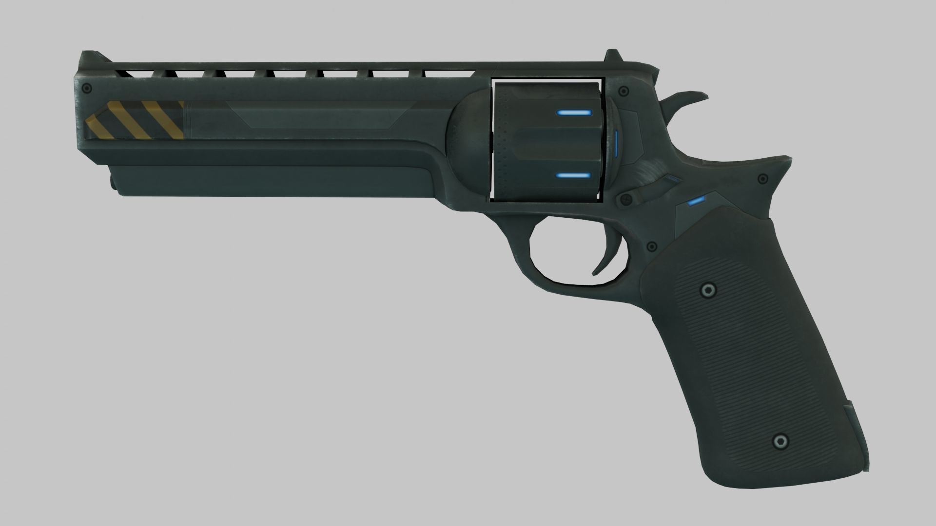 Rigged Low Poly Revolver With PBR Materials and multiple skins Low-poly 3D model_29