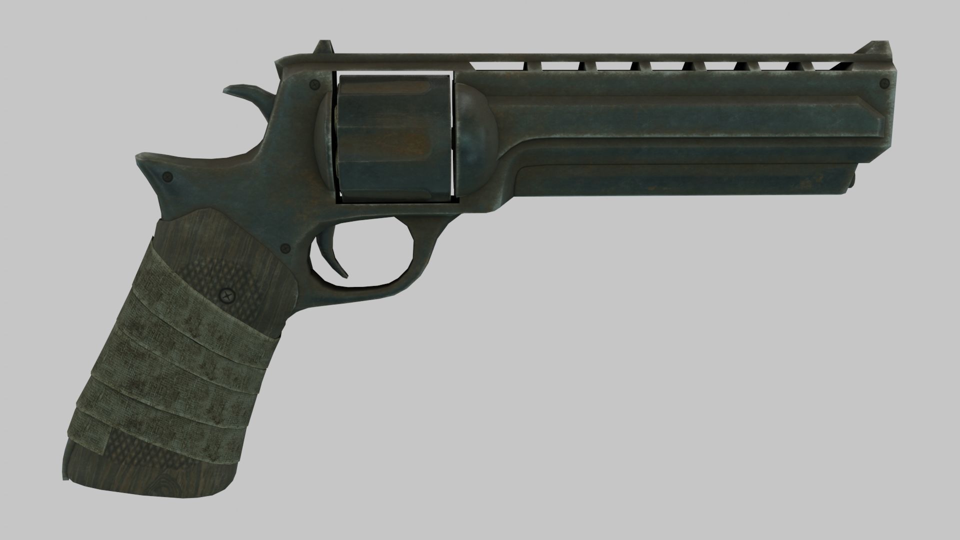 Rigged Low Poly Revolver With PBR Materials and multiple skins Low-poly 3D model_25