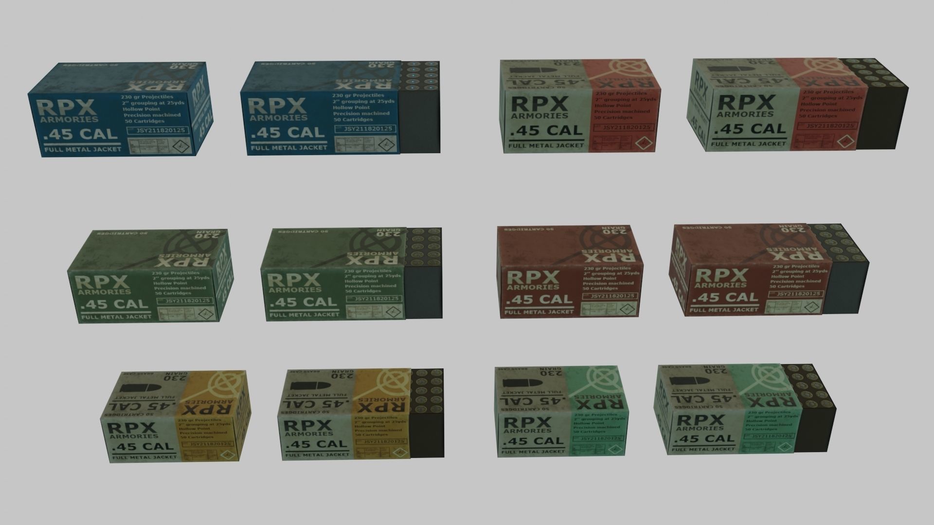 Rigged Low Poly Revolver With PBR Materials and multiple skins Low-poly 3D model_46