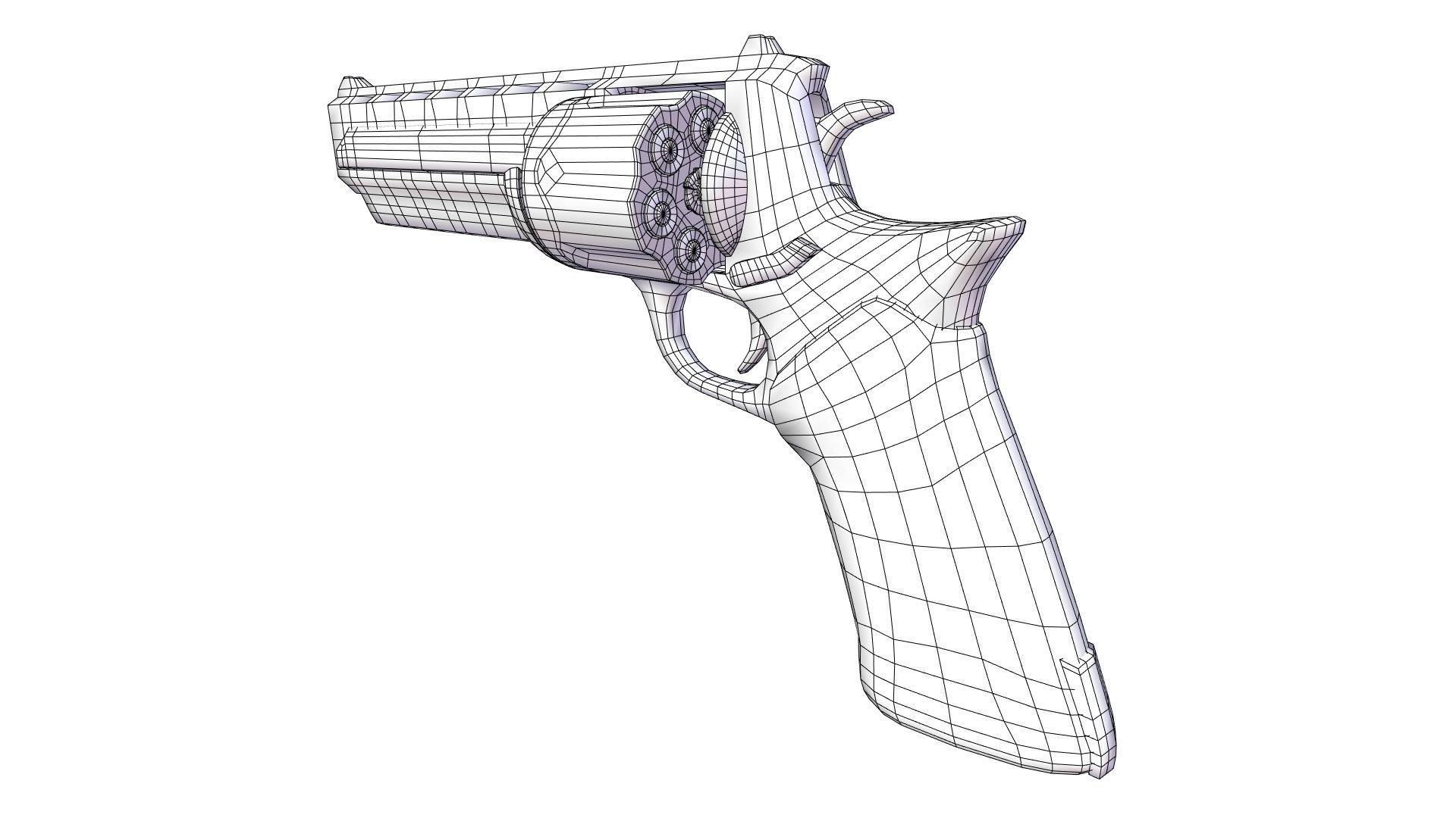 Rigged Low Poly Revolver With PBR Materials and multiple skins Low-poly 3D model_49