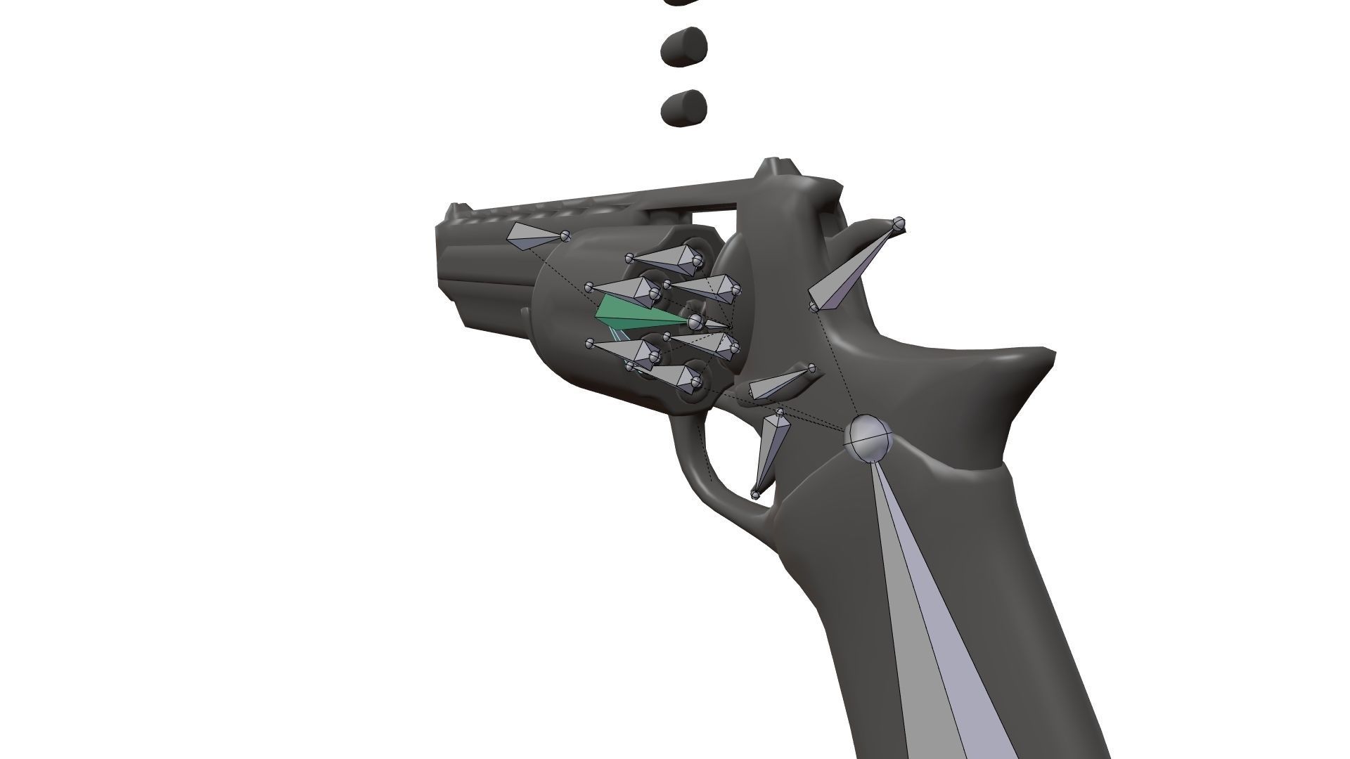 Rigged Low Poly Revolver With PBR Materials and multiple skins Low-poly 3D model_54