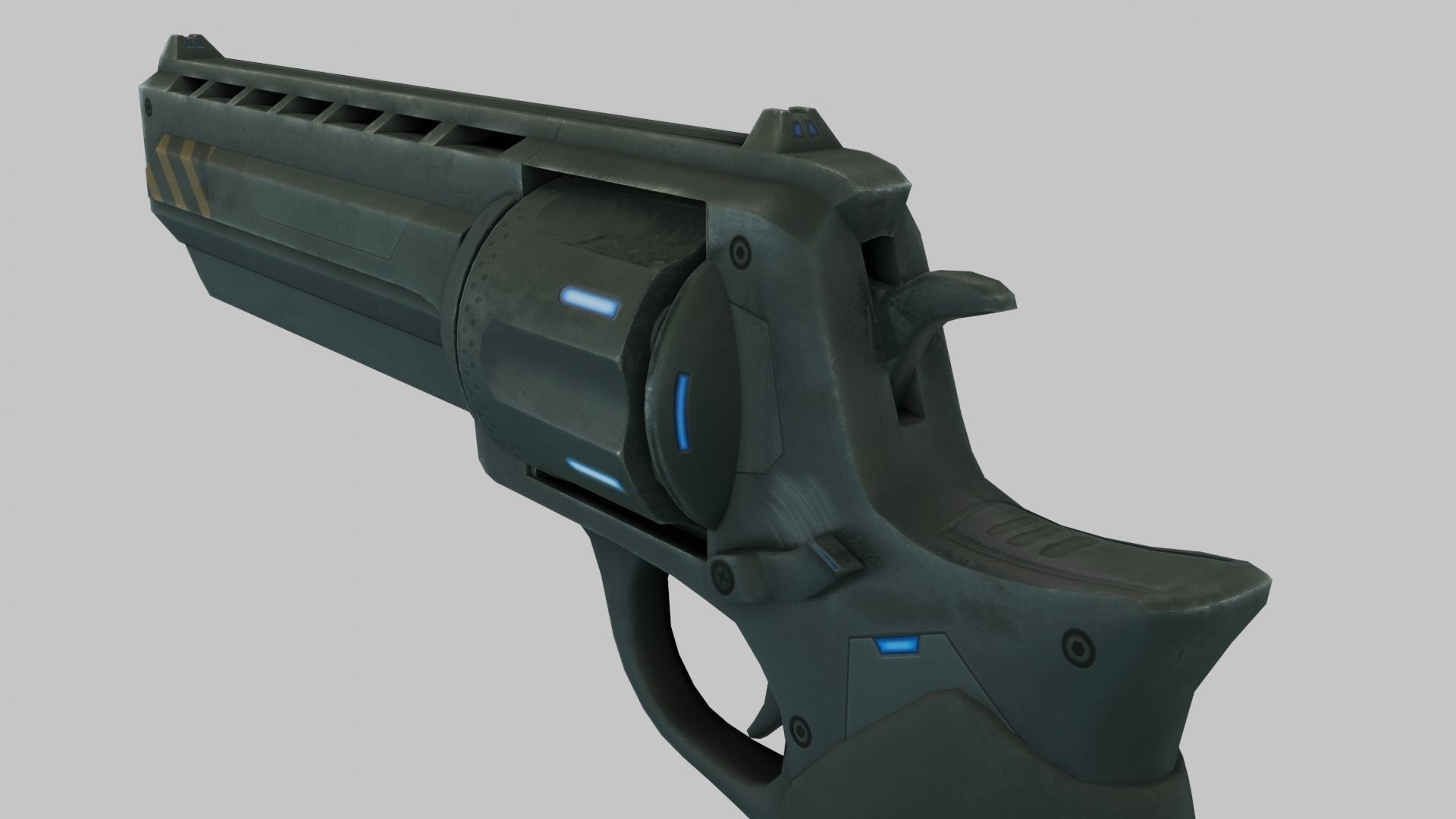 Rigged Low Poly Revolver With PBR Materials and multiple skins Low-poly 3D model_37