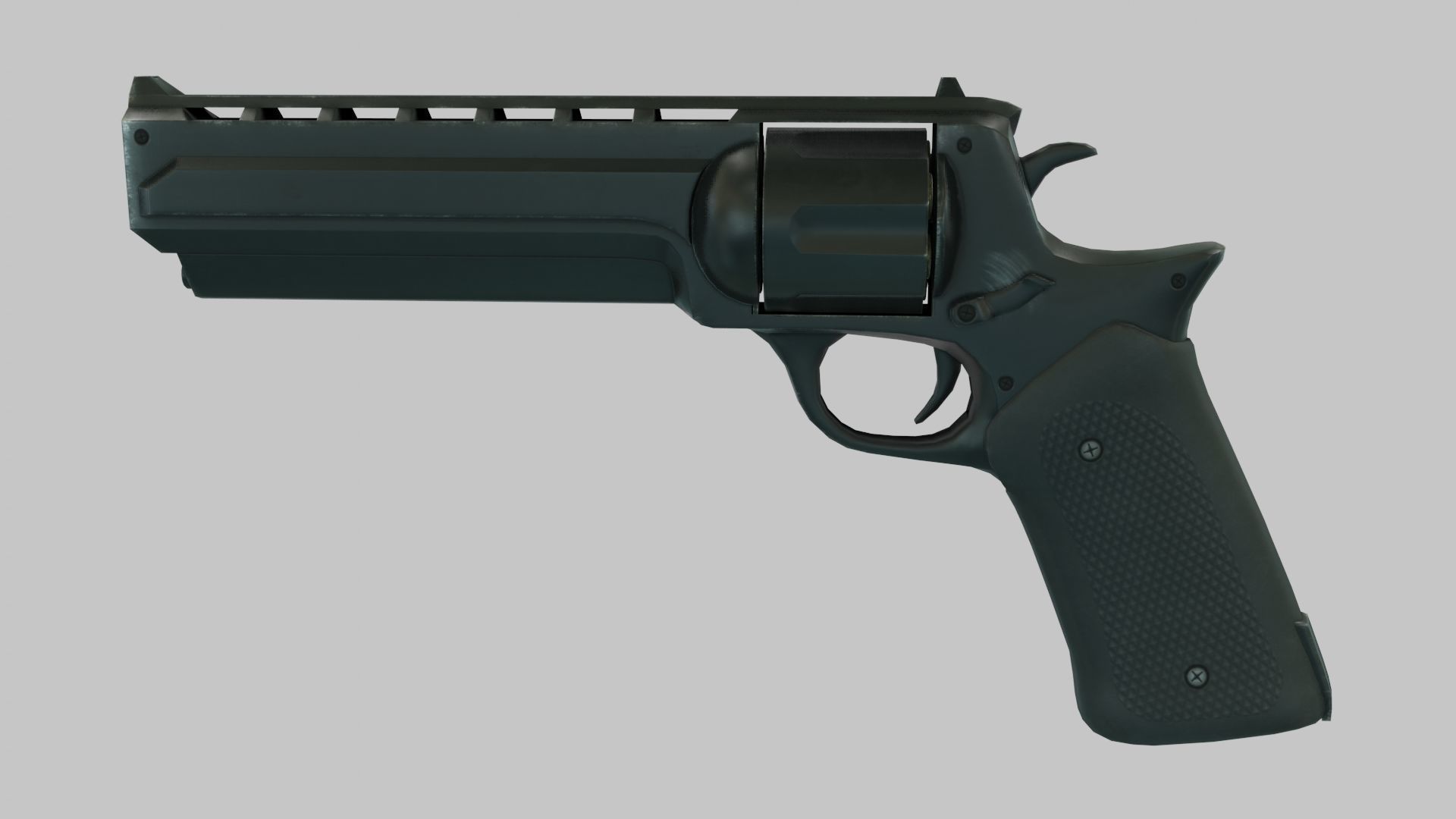 Rigged Low Poly Revolver With PBR Materials and multiple skins Low-poly 3D model_9